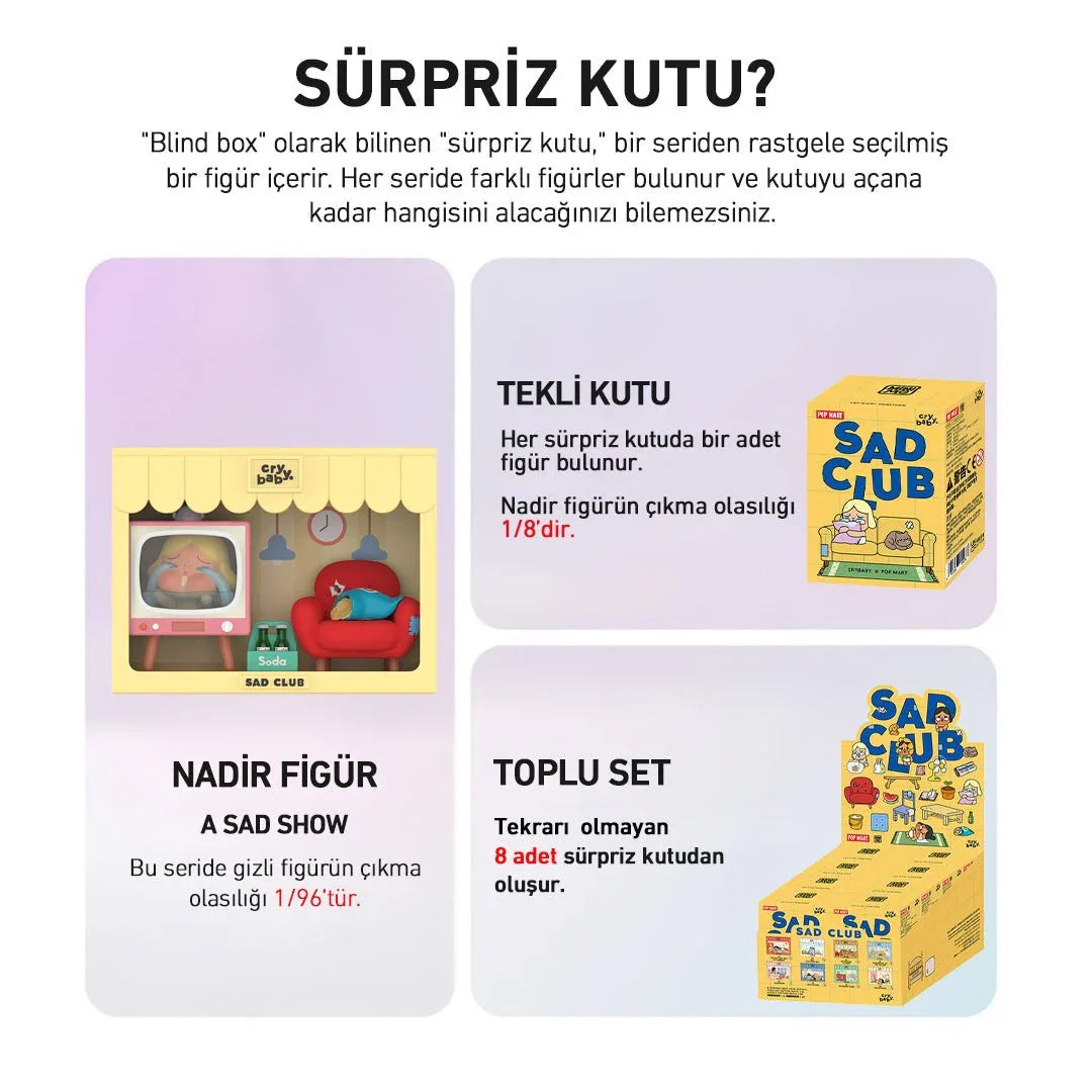 POP MART CRYAGAIN SAD CLUB SÜRPRİZ KUTU SERİSİ - Mind Türkiye