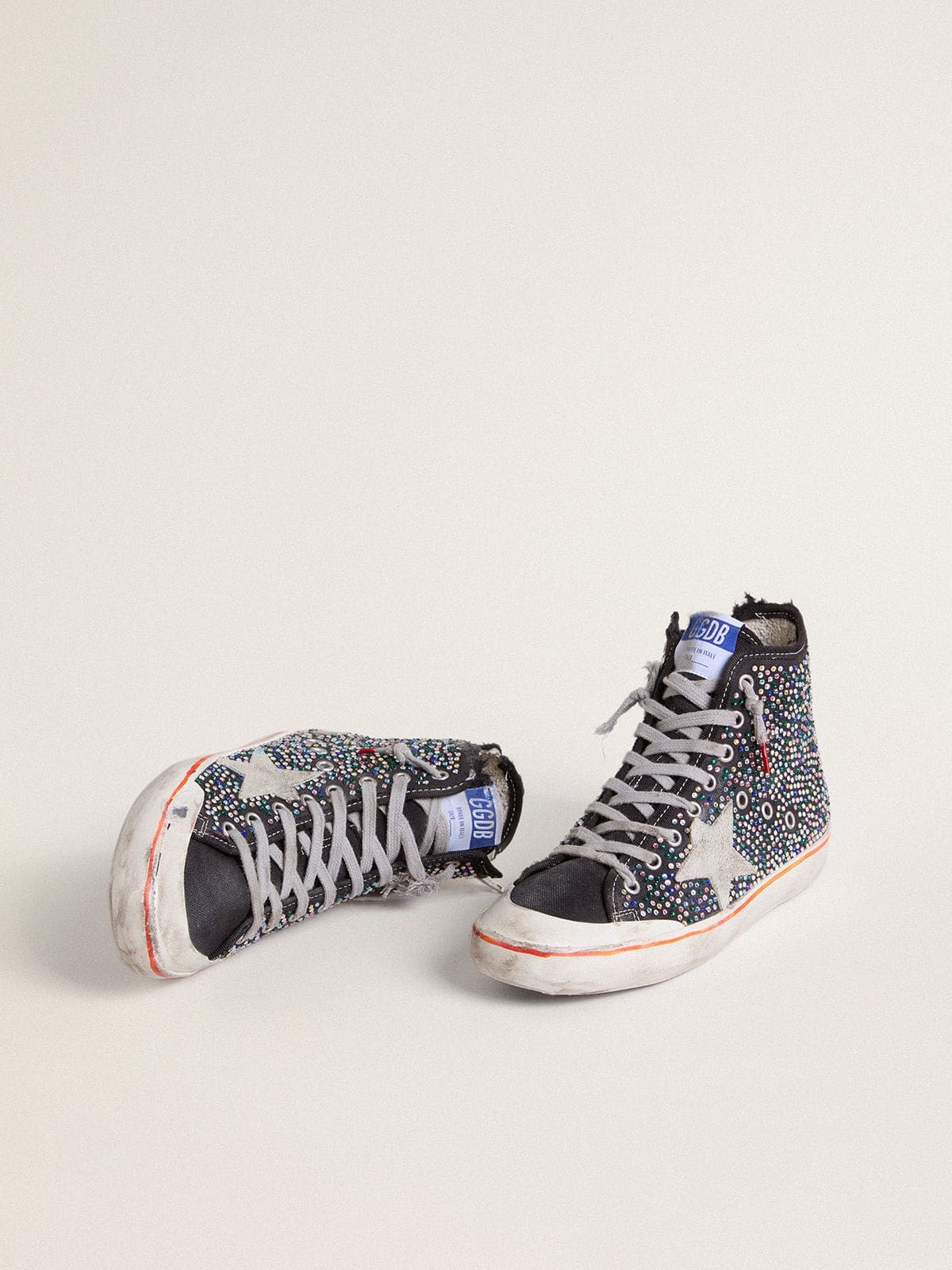 Golden Goose Men’s Francy Penstar Lab In Black Canvas With Multicolor Rhinestones - Mind Türkiye