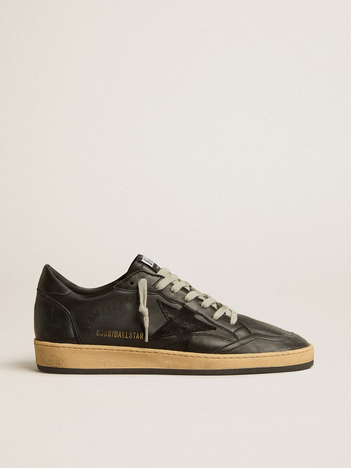 Golden Goose Men’s Ball Star In Black Nappa With Suede Star And Nappa Heel Tab