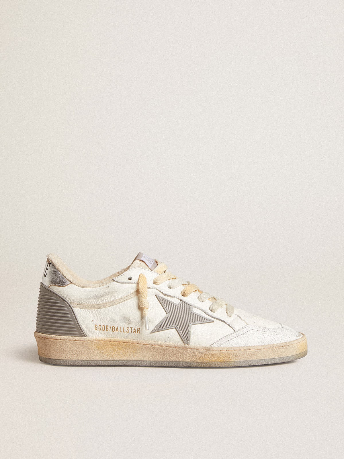 Golden Goose Ball Star In Nappa With Rubber Star And Silver Leather Heel Tab