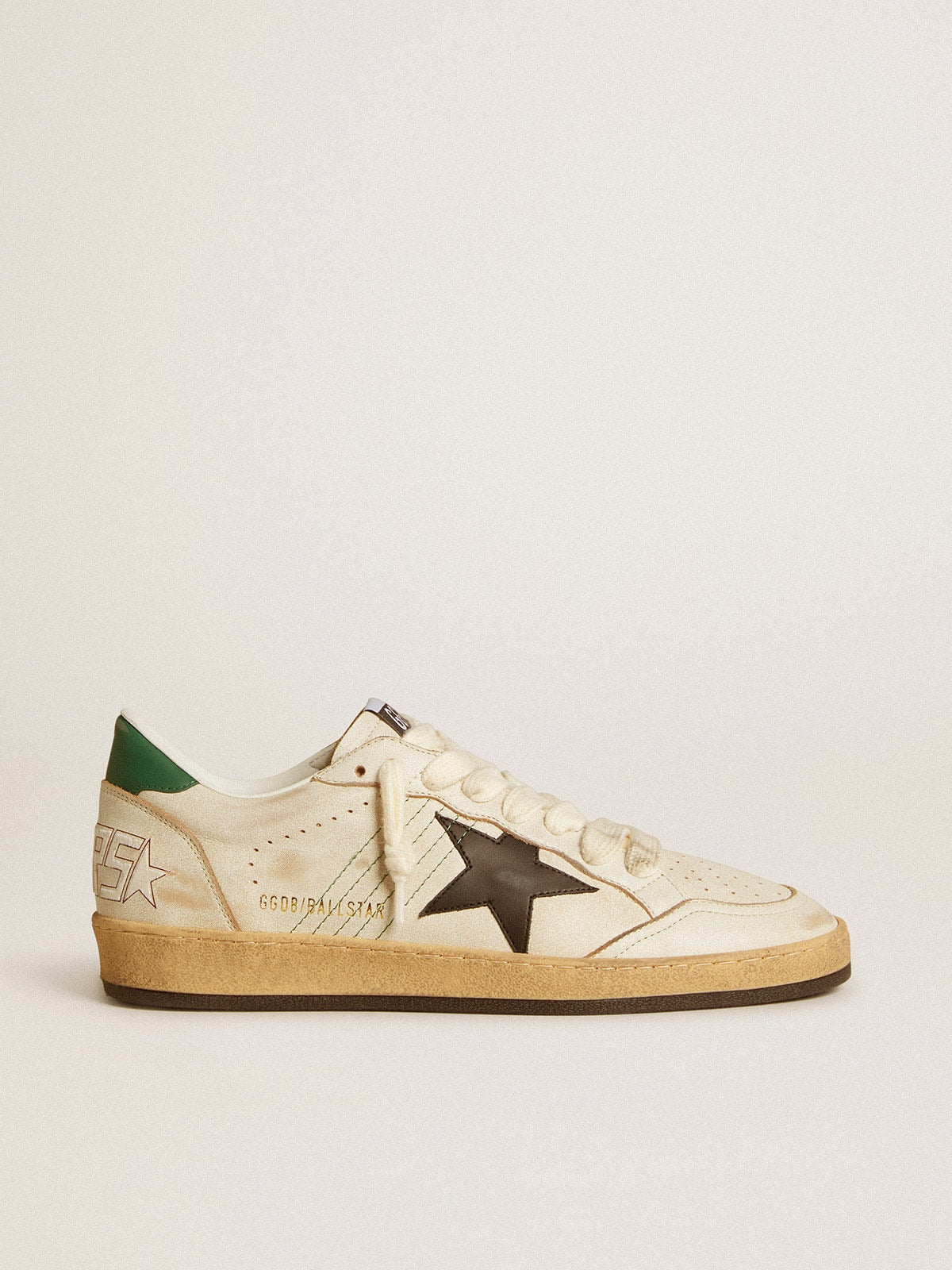 Golden Goose Men’s Ball Star With Black Leather Star And Green Leather Heel Tab