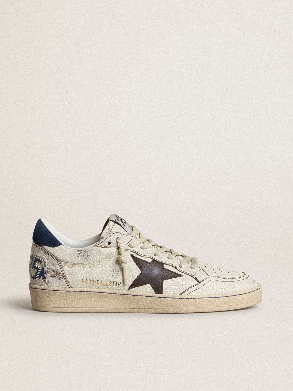 Golden Goose Ball Star With Black Star And Blue Suede Heel Tab