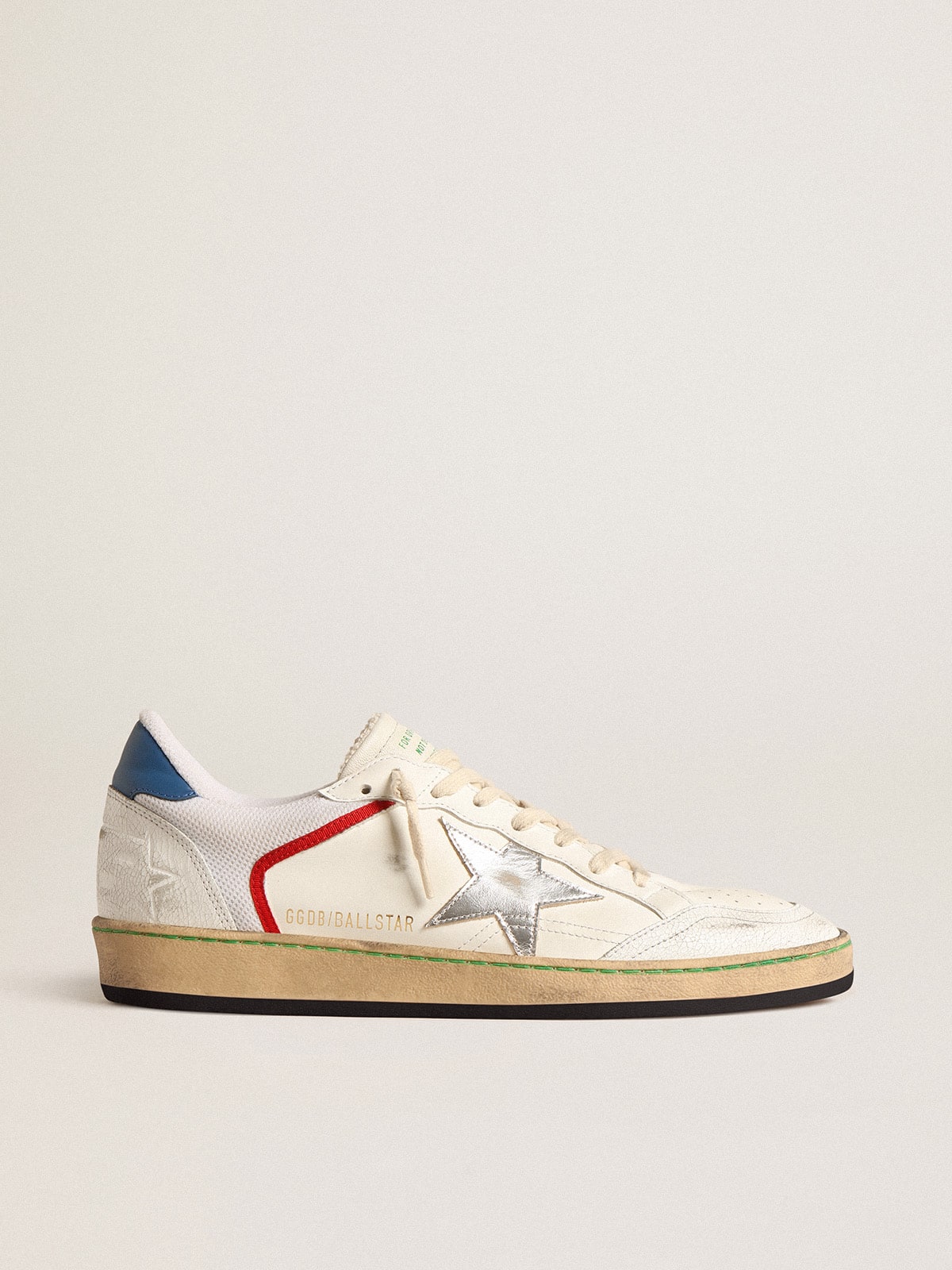Golden Goose Ball Star In Nappa And Mesh With Silver Metallic Leather Star