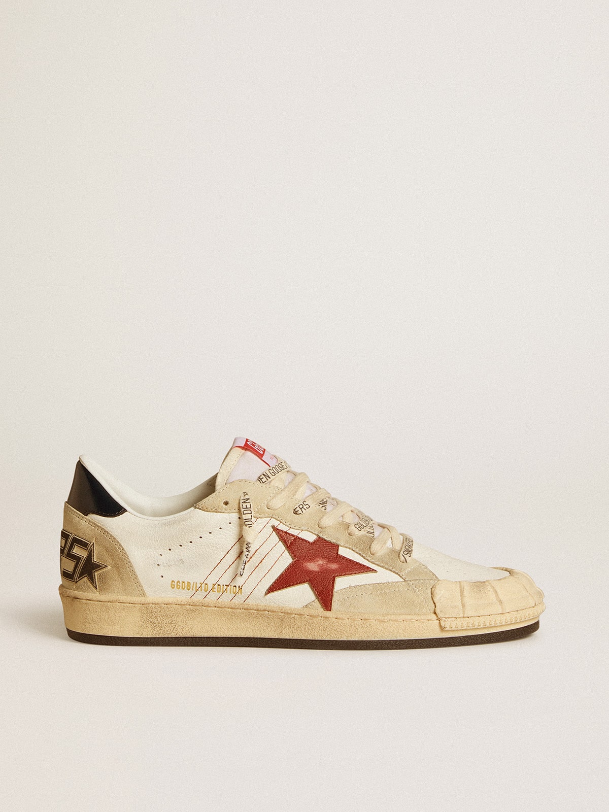 Golden Goose Men’s Ball Star LTD In Nappa Leather With Red Leather Star And Leather Heel Tab