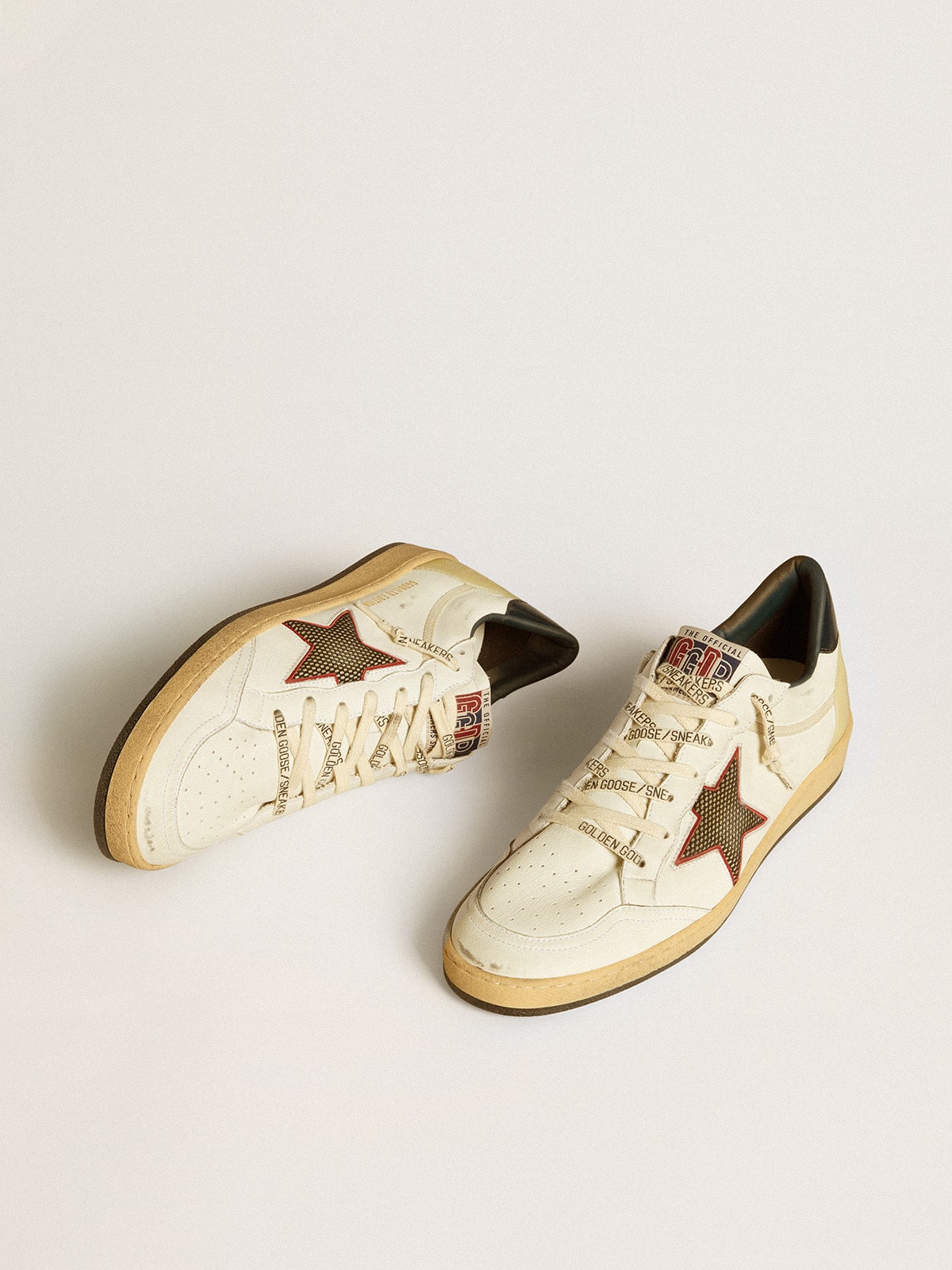 Golden Goose Men’s Ball Star LTD With Mesh Star And Midnight Blue Leather Heel Tab - Mind Türkiye
