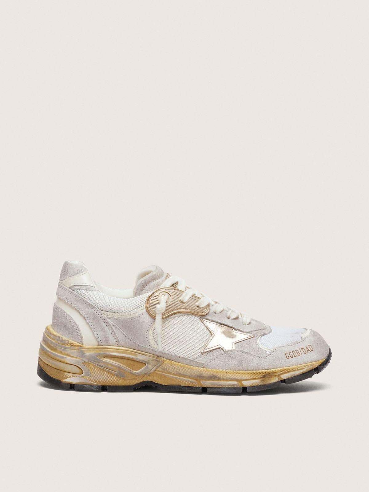 Golden Goose Men’s Dad-Star In Mesh And White Suede With Gold Foiled Leather Star - Mind Türkiye