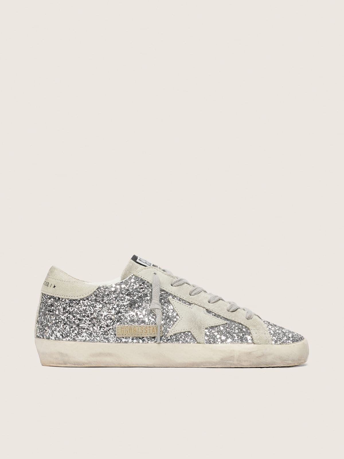 Golden Goose Women’s Super-Star In Silver Glitter With Ice-Gray Suede Star - Mind Türkiye