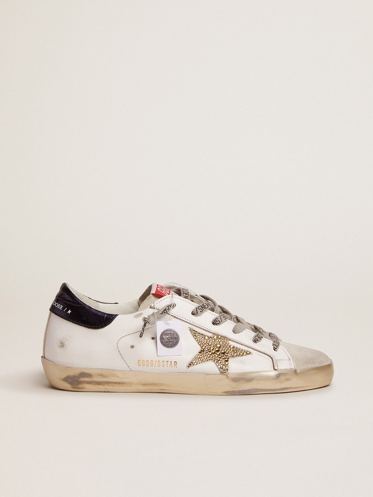 Golden Goose Women’s Super-Star With Blue Heel Tab And Swarovski Crystal Star