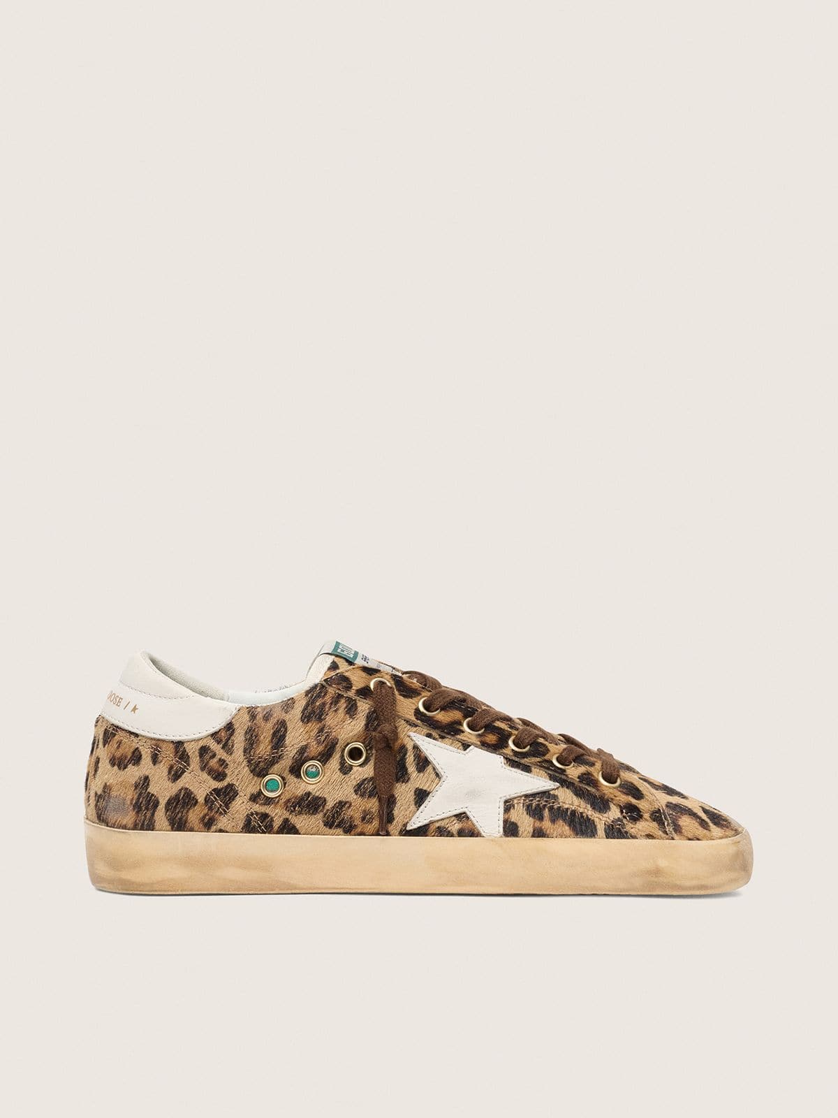 Golden Goose Women’s Super-Star In Leopard-Print Pony Skin With Leather Star And Heel Tab