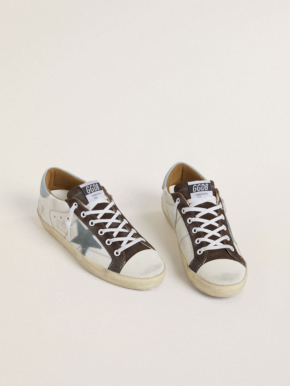 Golden Goose Women’s LTD Super-Star With Light Blue Suede Star And Light Blue Canvas Heel Tab - Mind Türkiye