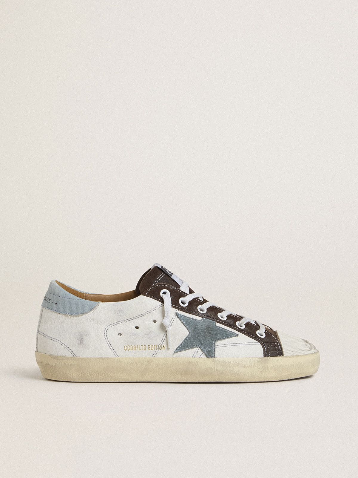 Golden Goose Women’s LTD Super-Star With Light Blue Suede Star And Light Blue Canvas Heel Tab - Mind Türkiye