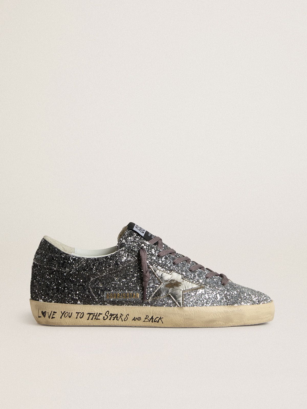 Golden Goose Women’s Super Star With Glitter Upper And Silver Metallic Leather Star