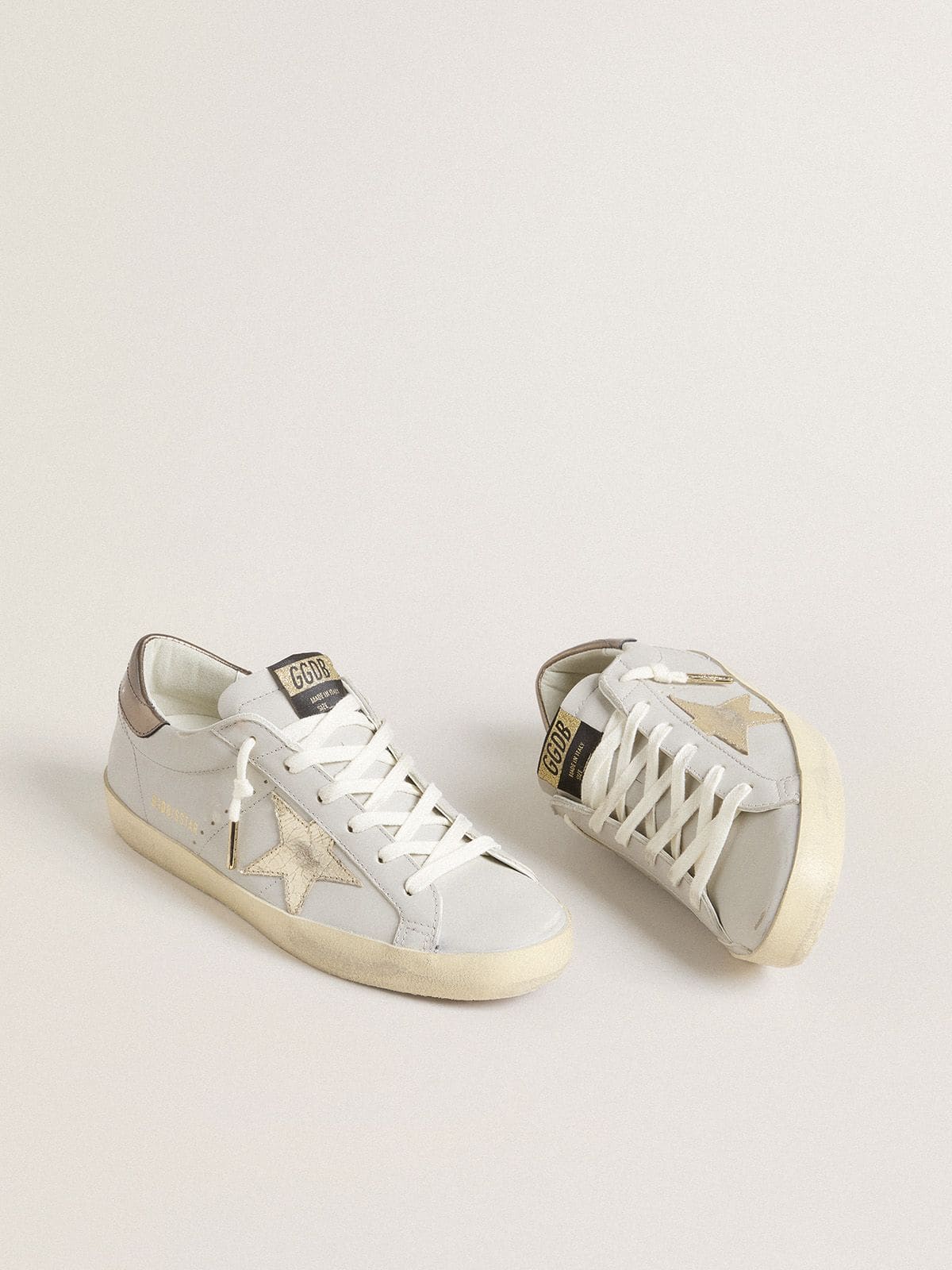 Golden Goose Super-Star With Crackle Leather Star And Metallic Foiled Leather Heel Tab - Mind Türkiye