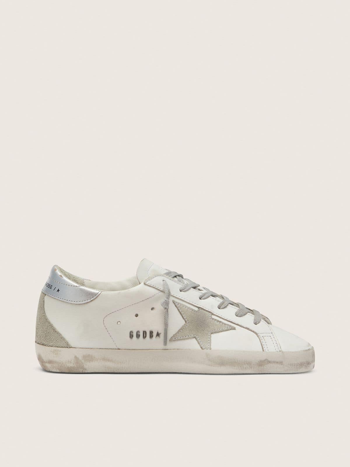 Golden Goose Women’s Super-Star With Silver Heel Tab And Metal Stud Lettering