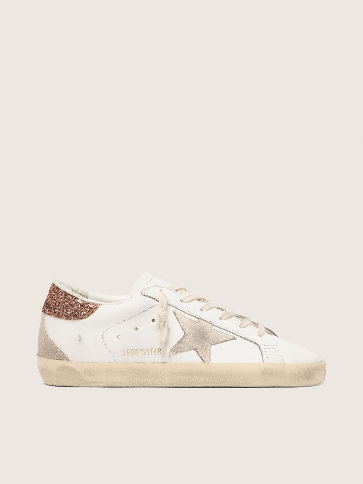 Golden Goose Women’s Super-Star With A Suede Star And Peach-Pink Glitter Heel Tab