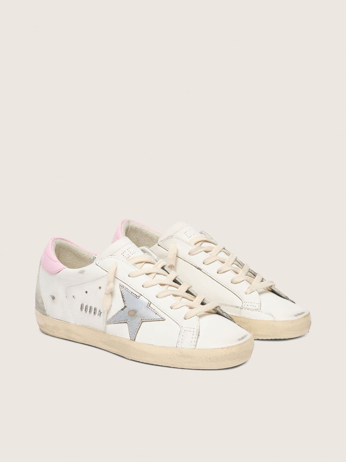 Golden Goose Women’s Super-Star With Silver Leather Star And Pink Heel Tab - Mind Türkiye