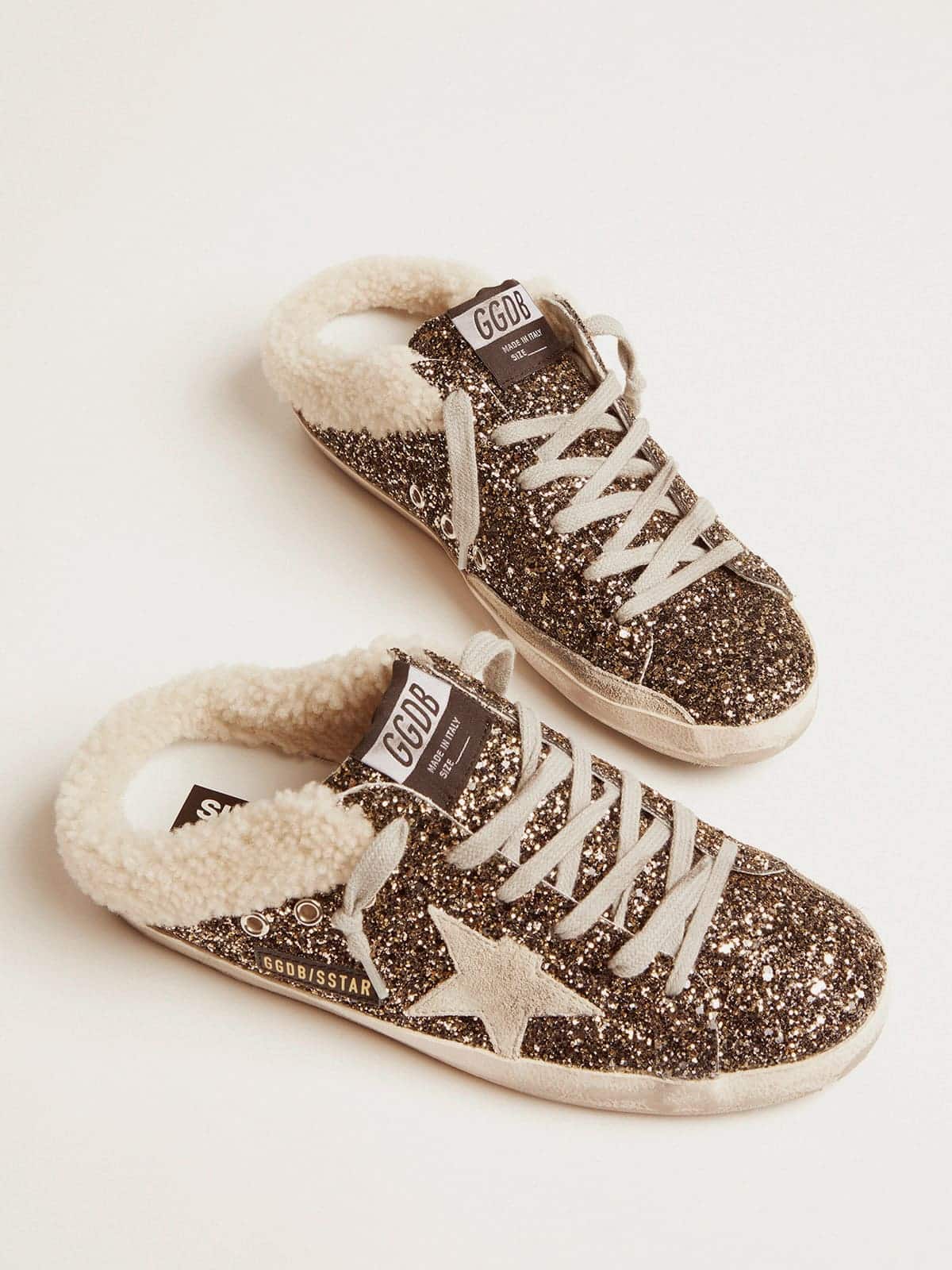 Golden Goose Women’s Super-Star Sabot With Glitter And Shearling Interior - Mind Türkiye