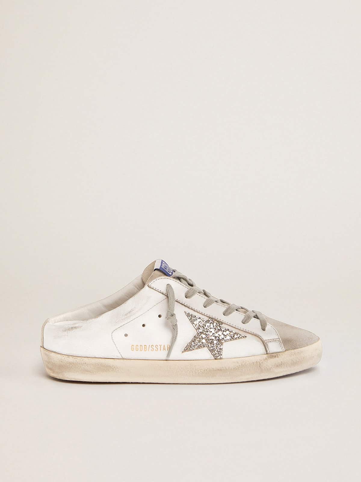 Golden Goose Super-Star Sabot With A Platinum Glitter Star And Suede Tongue - Mind Türkiye