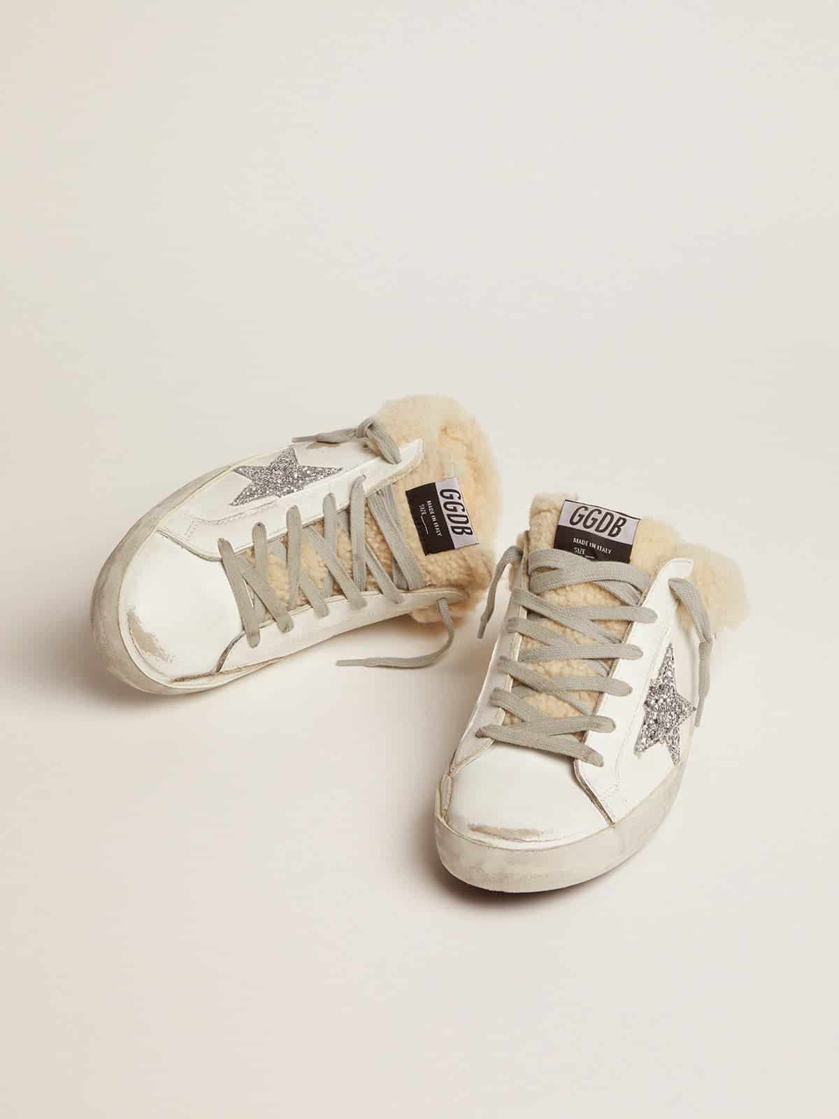 Golden Goose Women’s Super-Star Sabot In White Leather And Shearling Lining - Mind Türkiye