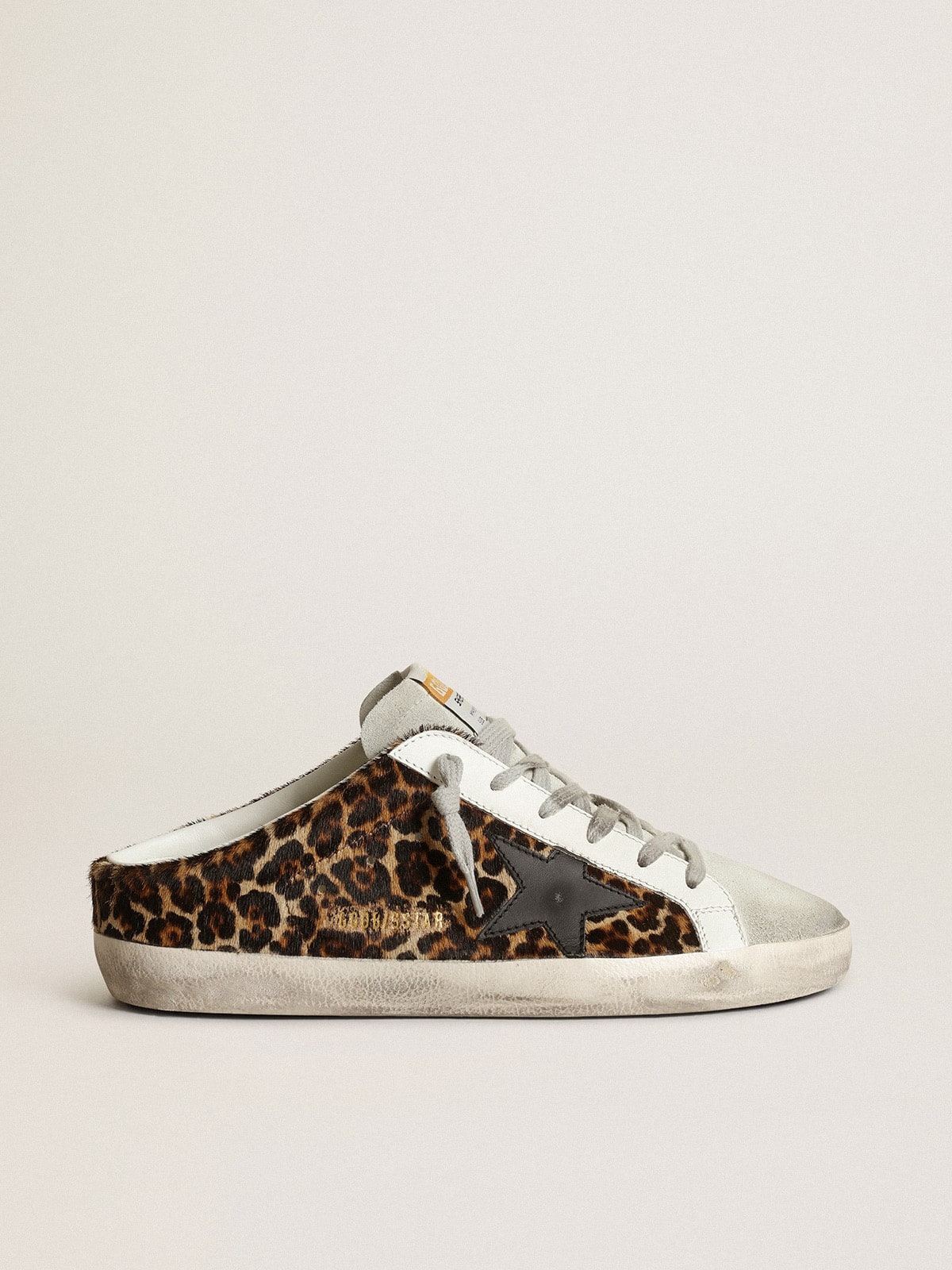 Golden Goose Women’s Super-Star Sabot In Leopard Print Pony Skin With Black Star - Mind Türkiye