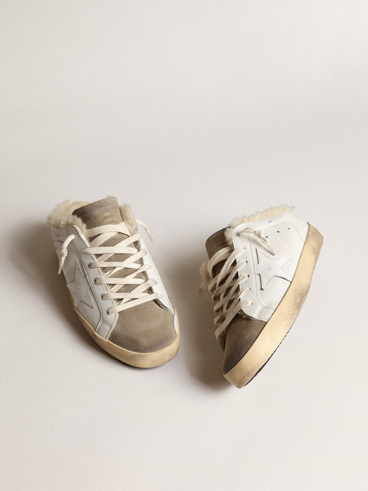 Golden Goose Super-Star Sabots With White Leather Star And Shearling Lining - Mind Türkiye