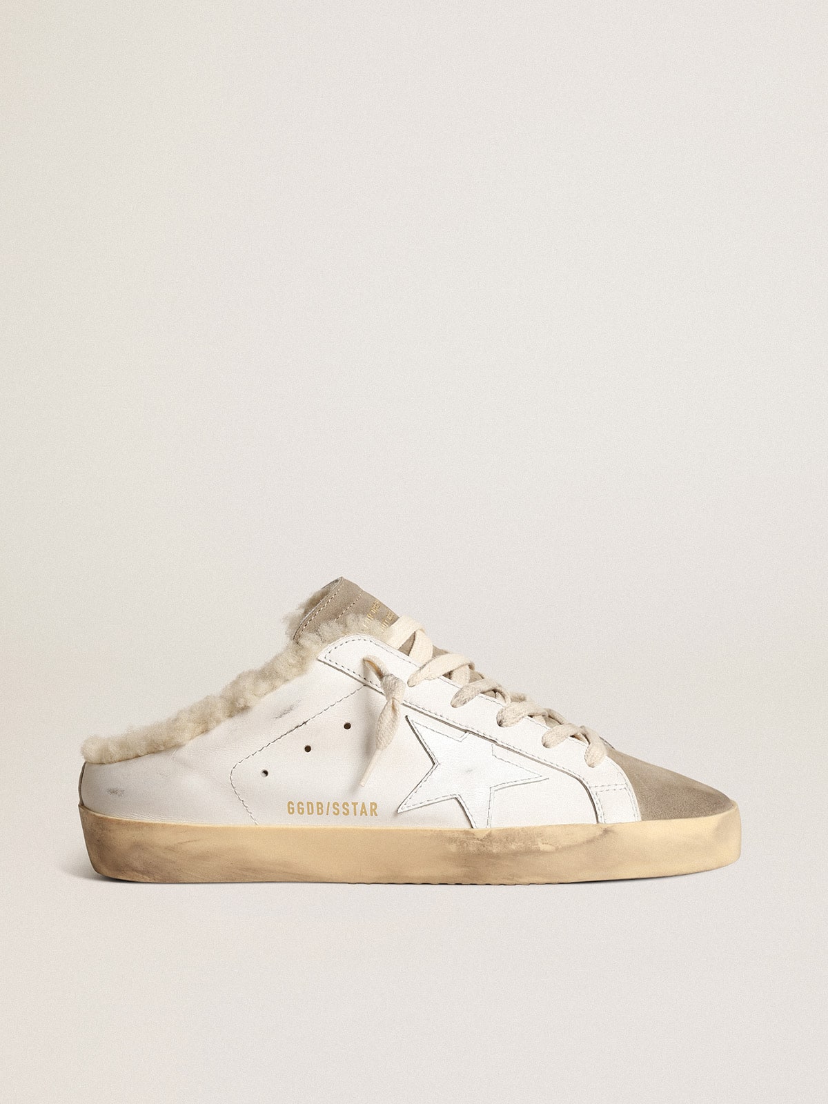Golden Goose Super-Star Sabots With White Leather Star And Shearling Lining - Mind Türkiye