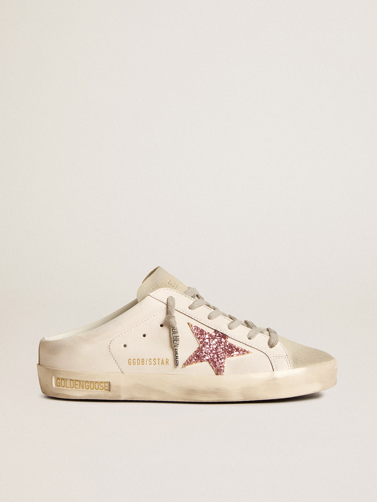 Golden Goose Bio-Based Super-Star Sabot With Pink Glitter Star And Suede Toe - Mind Türkiye