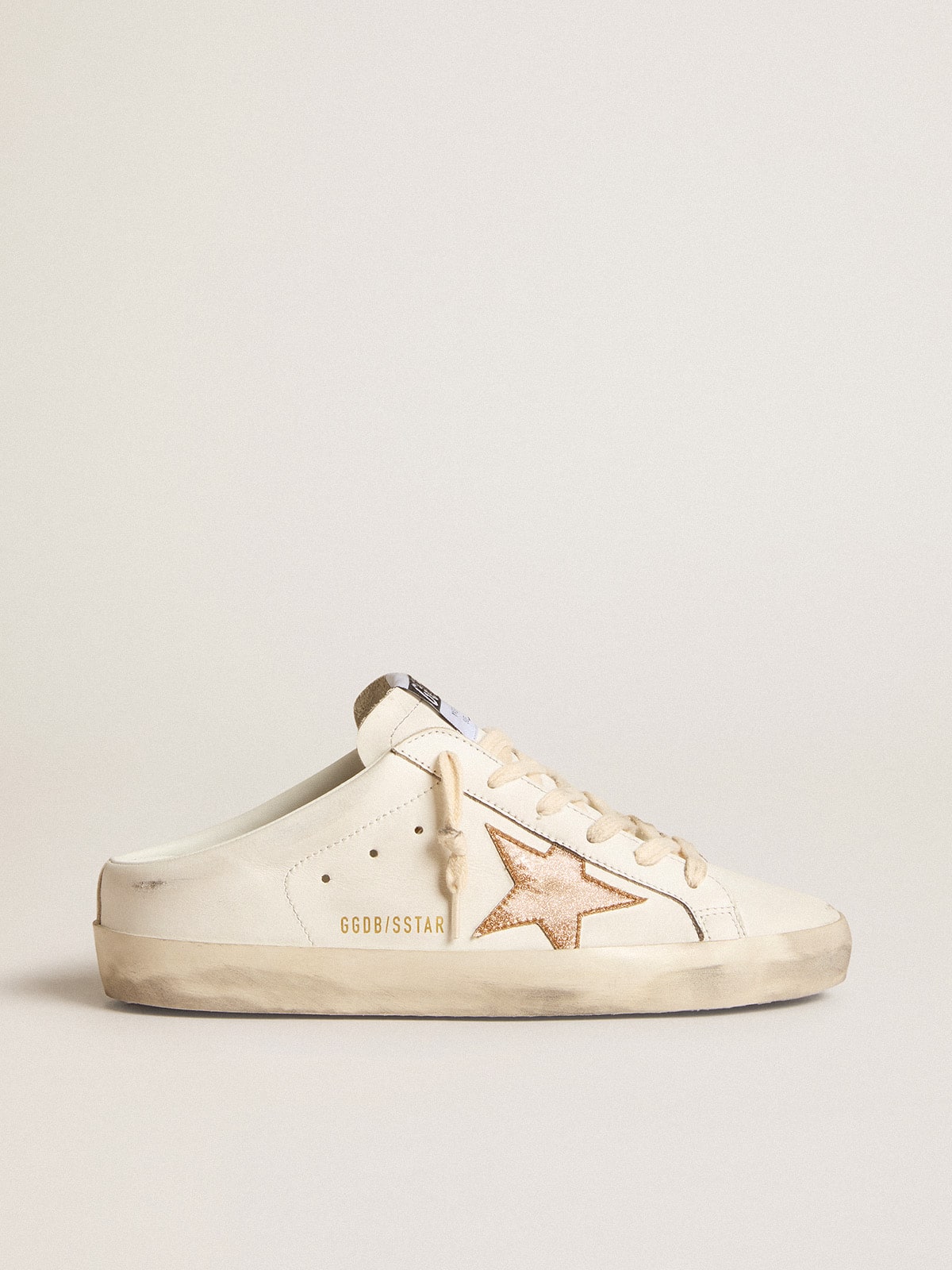 Golden Goose Super-Star Sabots In Leather With Plasticized Gold Glitter Star - Mind Türkiye