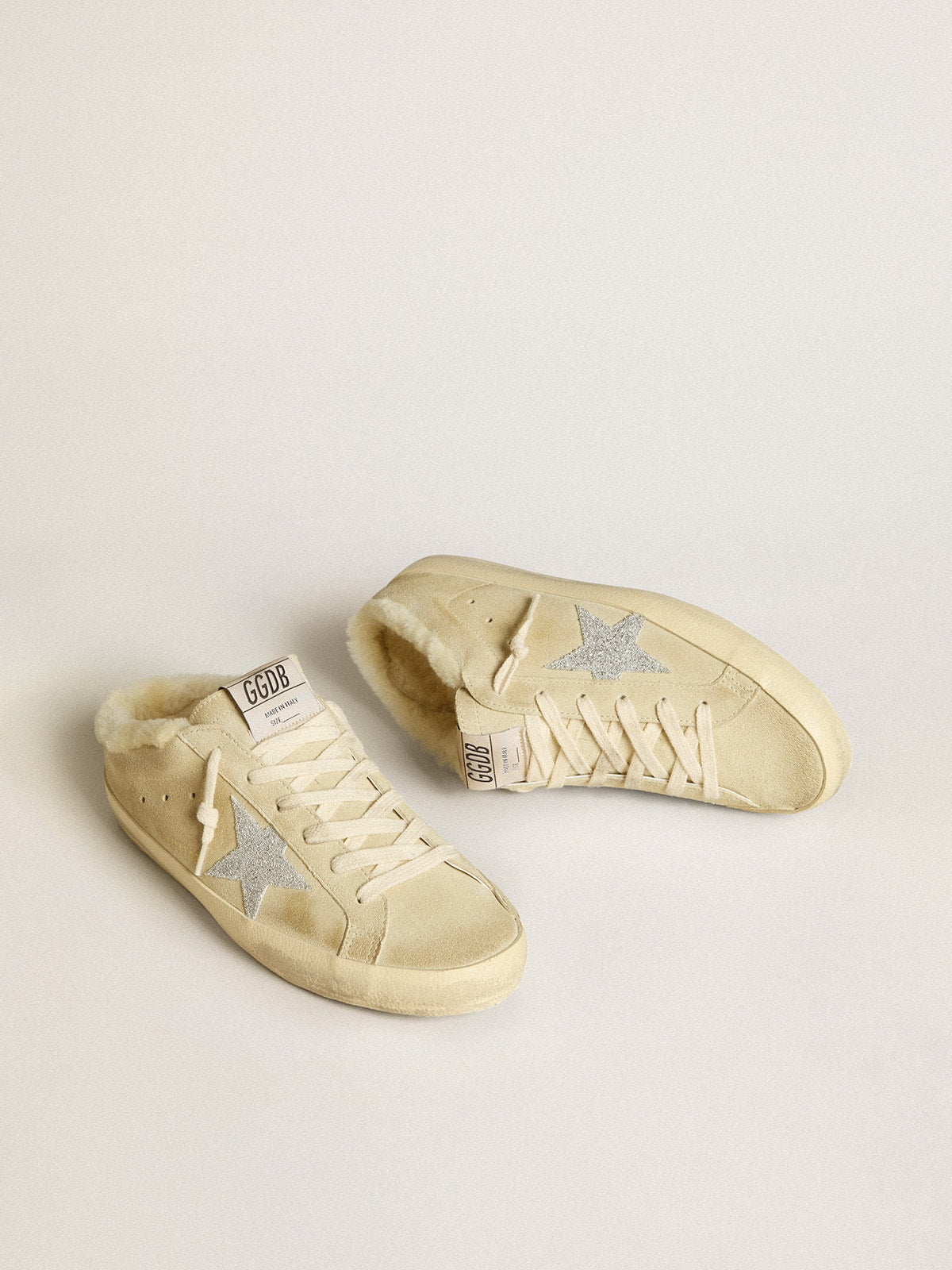 Golden Goose Super-Star Sabots With Swarovski Crystal Star And Shearling Lining - Mind Türkiye