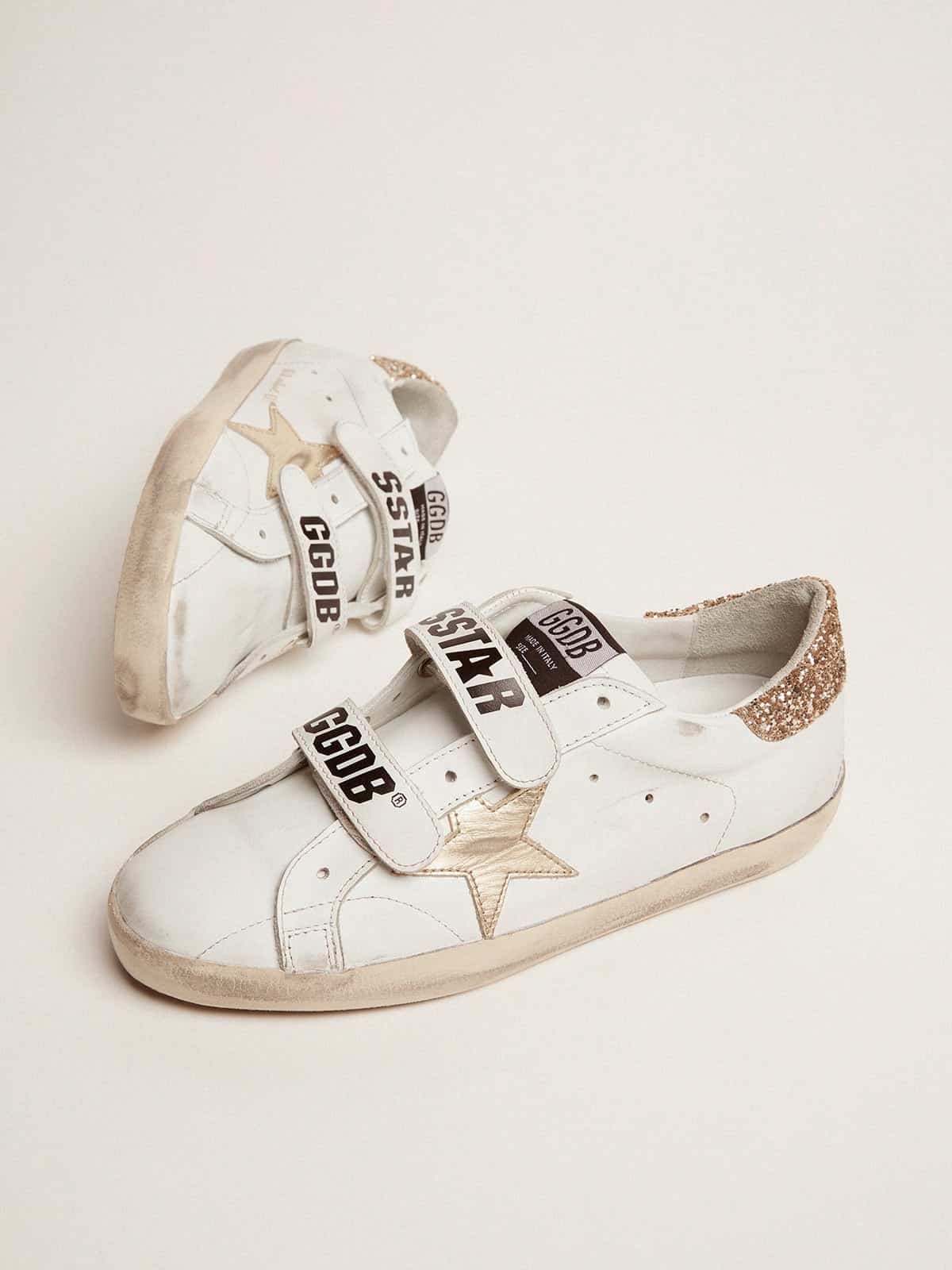 Golden Goose Women’s Old School With Gold Star In Laminated Leather - Mind Türkiye