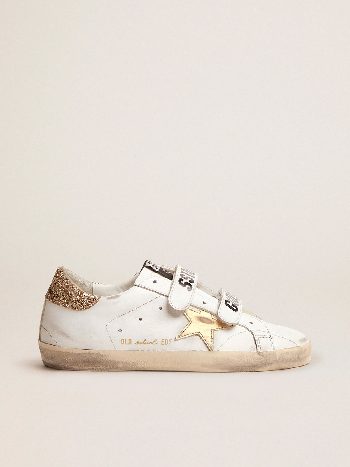 Golden Goose Women’s Old School With Gold Star In Laminated Leather