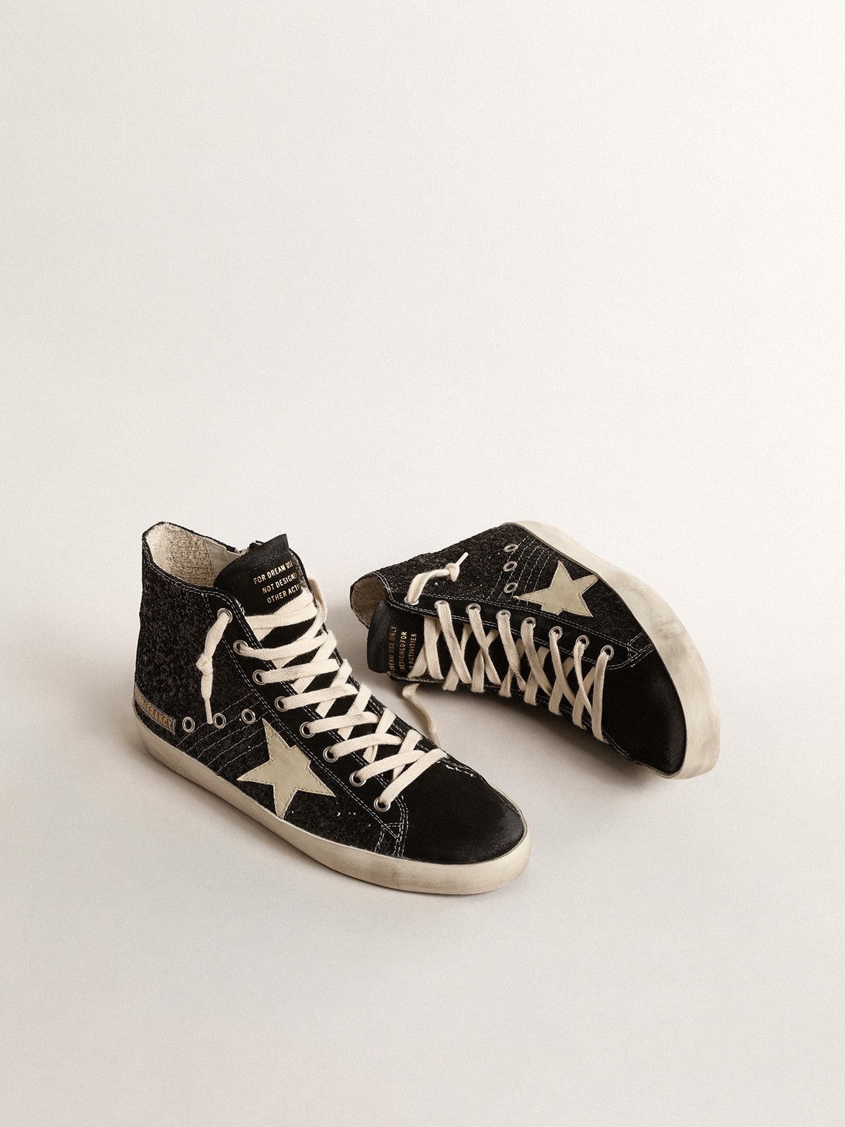 Golden Goose Francy Penstar In Glitter With Ivory Star And Black Heel Tab - Mind Türkiye