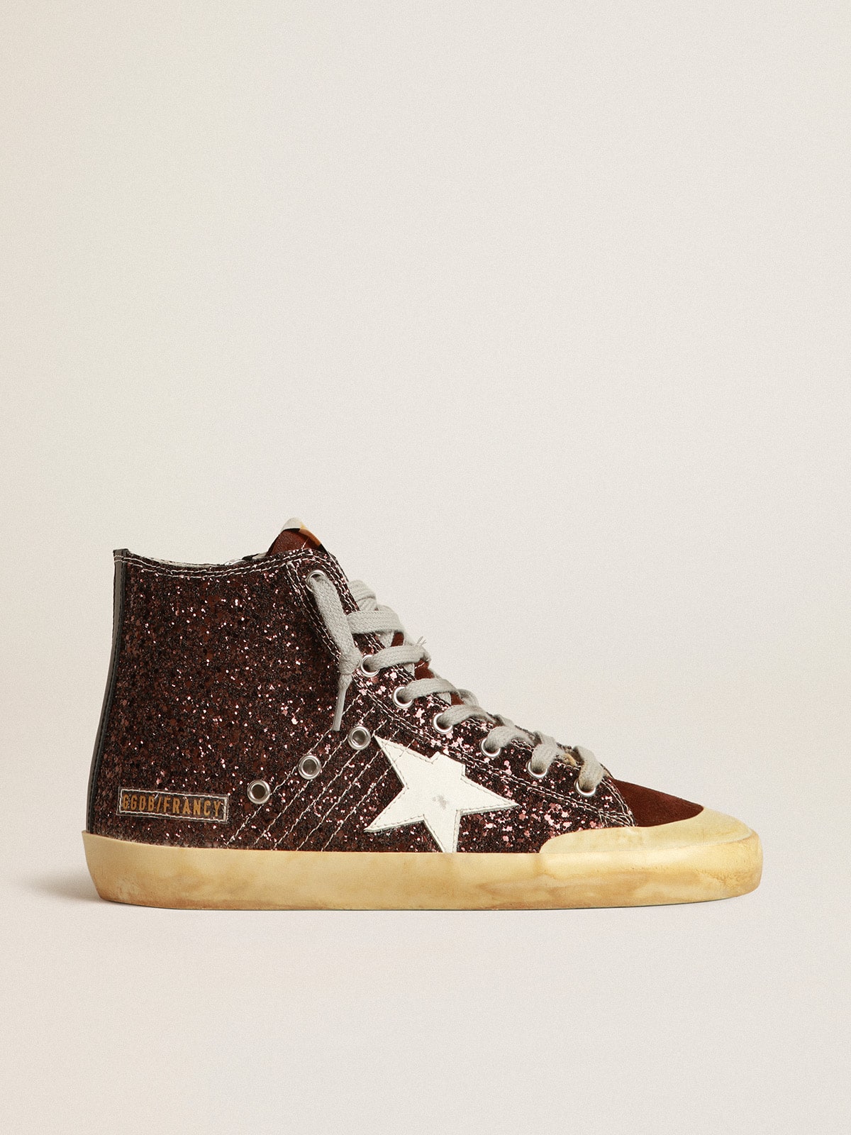 Golden Goose Francy Penstar In Brown Glitter With White Leather Star - Mind Türkiye