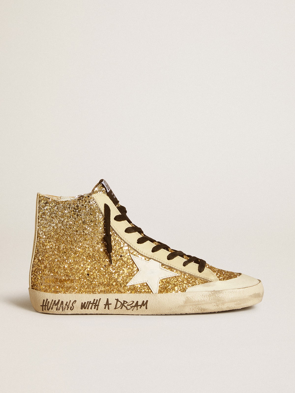 Golden Goose Francy Penstar In Gold Glitter With White Leather Star - Mind Türkiye