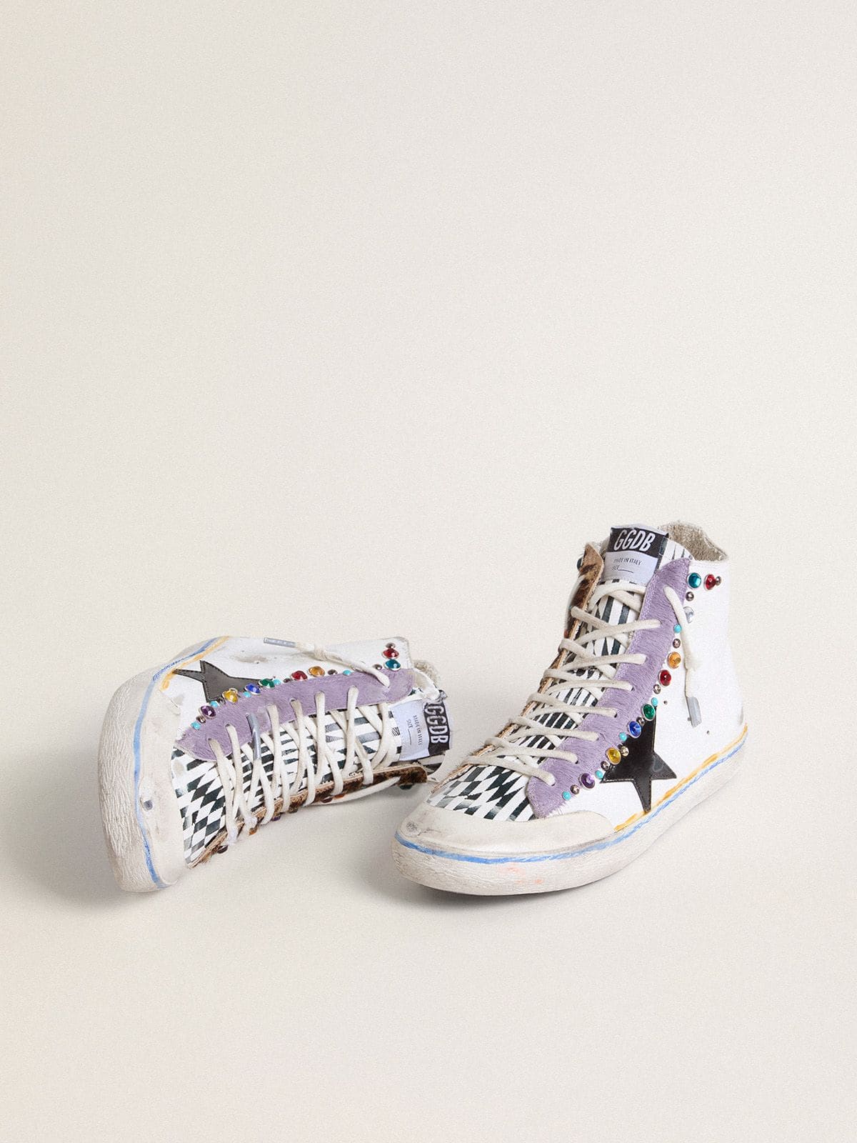 Golden Goose Women’s Francy Penstar LAB With Black Leather Star And Multicolor Studs - Mind Türkiye
