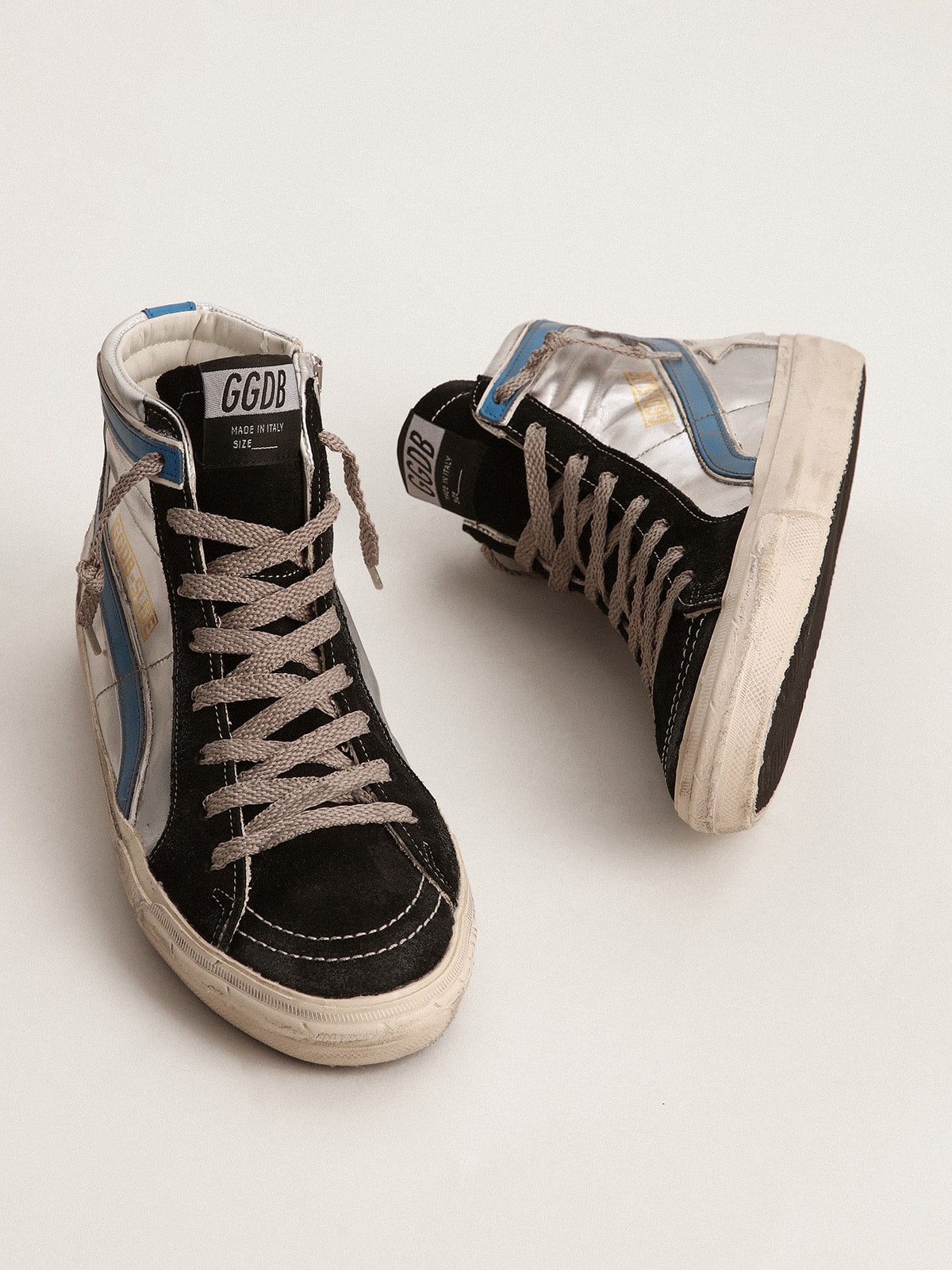 Golden Goose Slide In Silver Metallic Leather With White Leather Star - Mind Türkiye