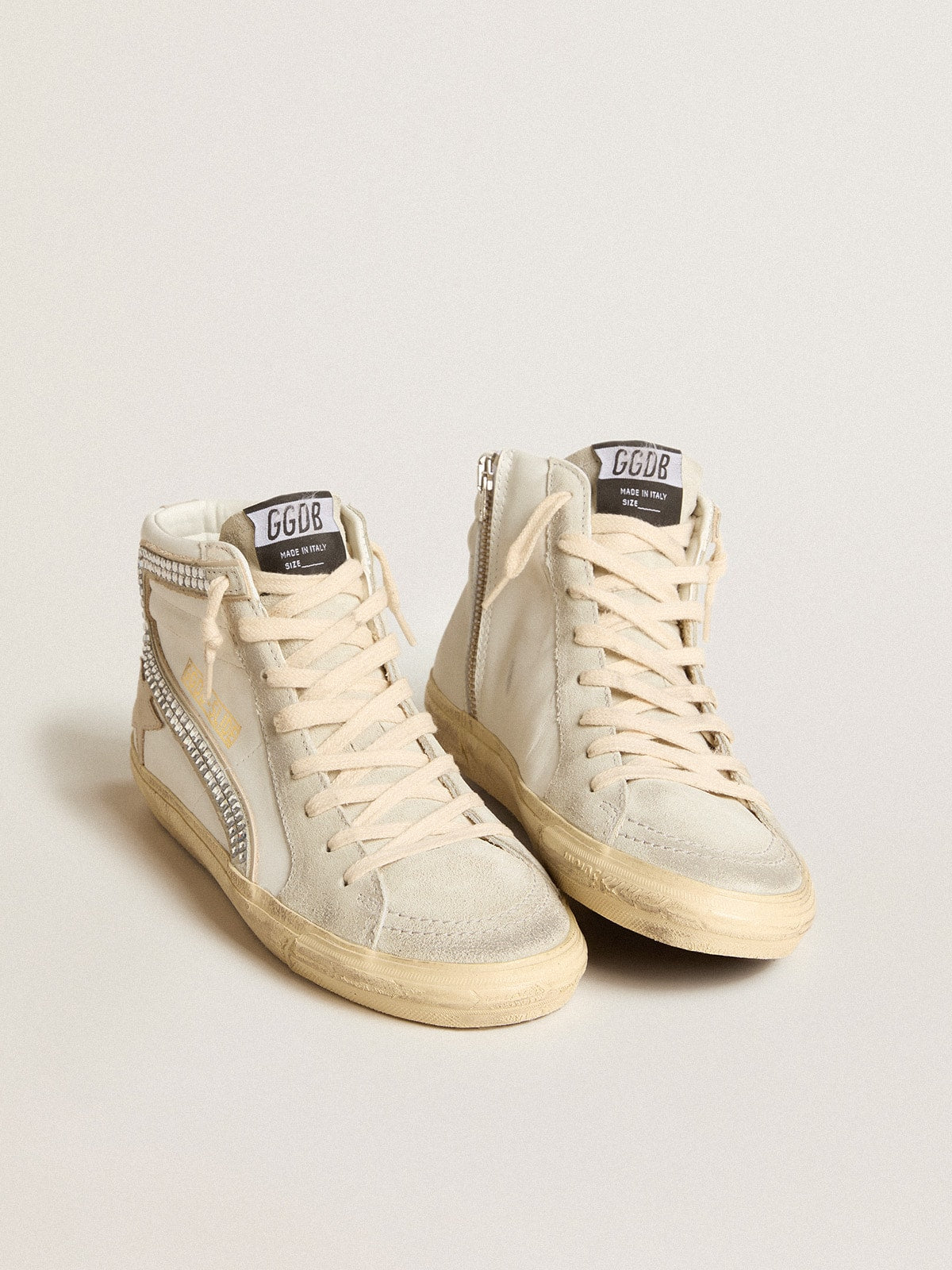 Golden Goose Slide With Nude Leather Star And Suede And Swarovski Crystal Flash - Mind Türkiye