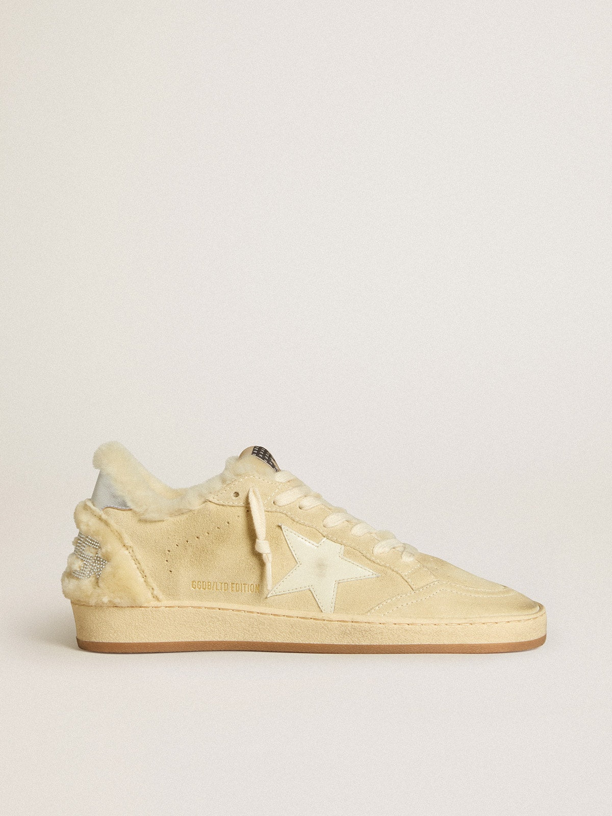 Golden Goose Women’s Ball Star In Suede And Shearling With White Patent Leather Star