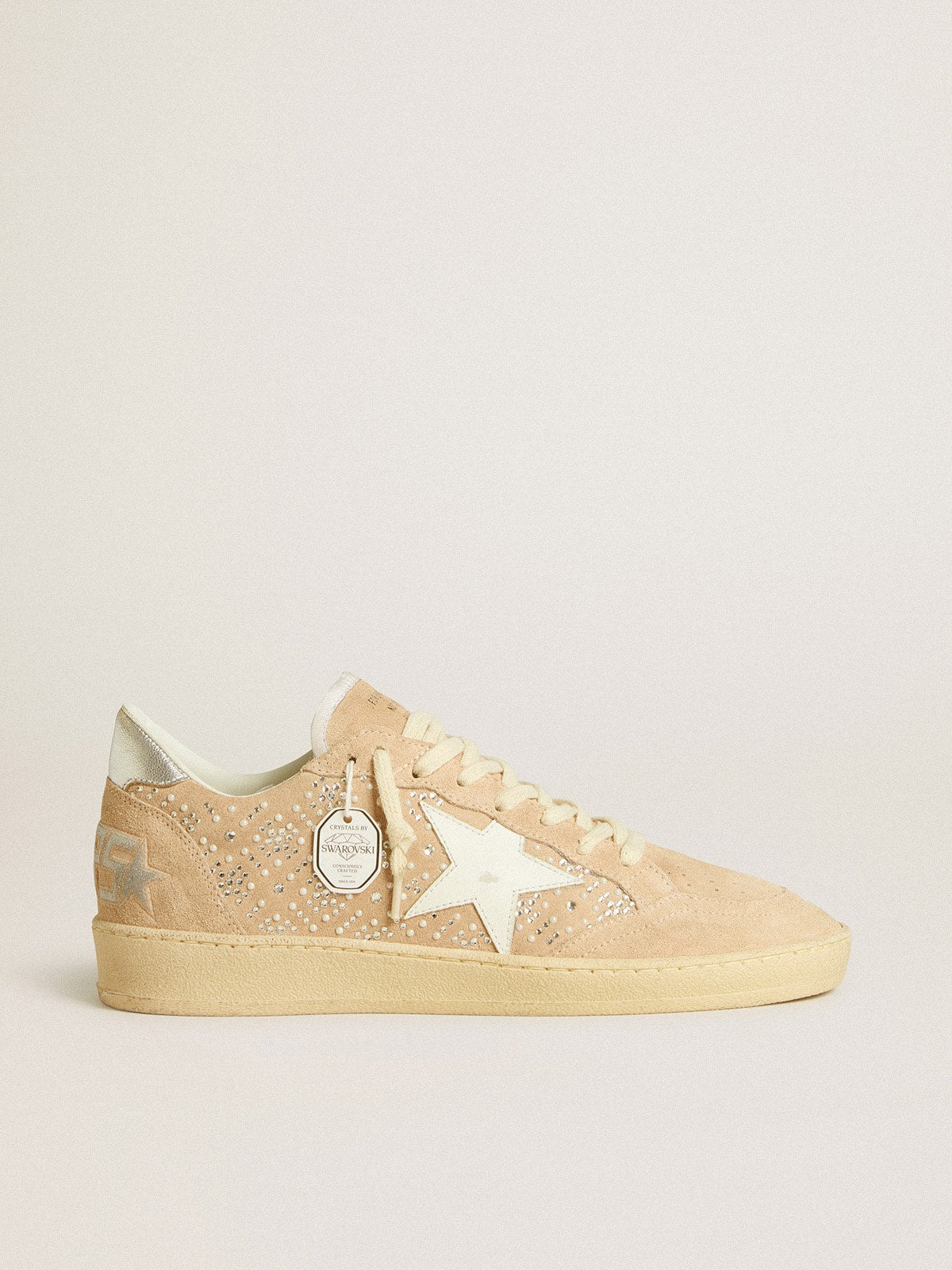 Golden Goose Ball Star In Suede And Swarovski Crystals With Leather Star And Metallic Heel Tab