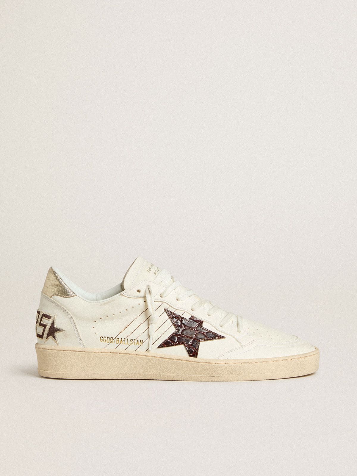 Golden Goose Ball Star With Burgundy Croc-Print Leather Star And Gold Heel Tab
