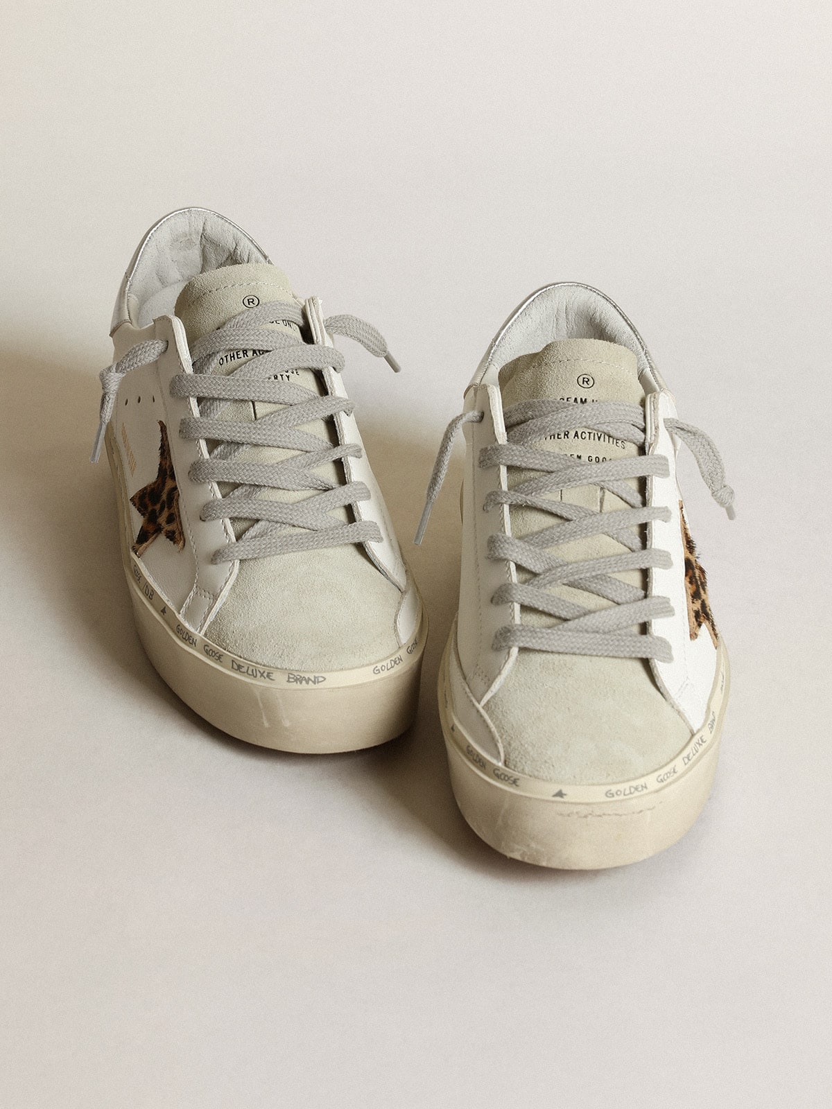 Golden Goose Women’s Hi Star With Star In Leopard Print Pony Skin And Silver Heel - Mind Türkiye