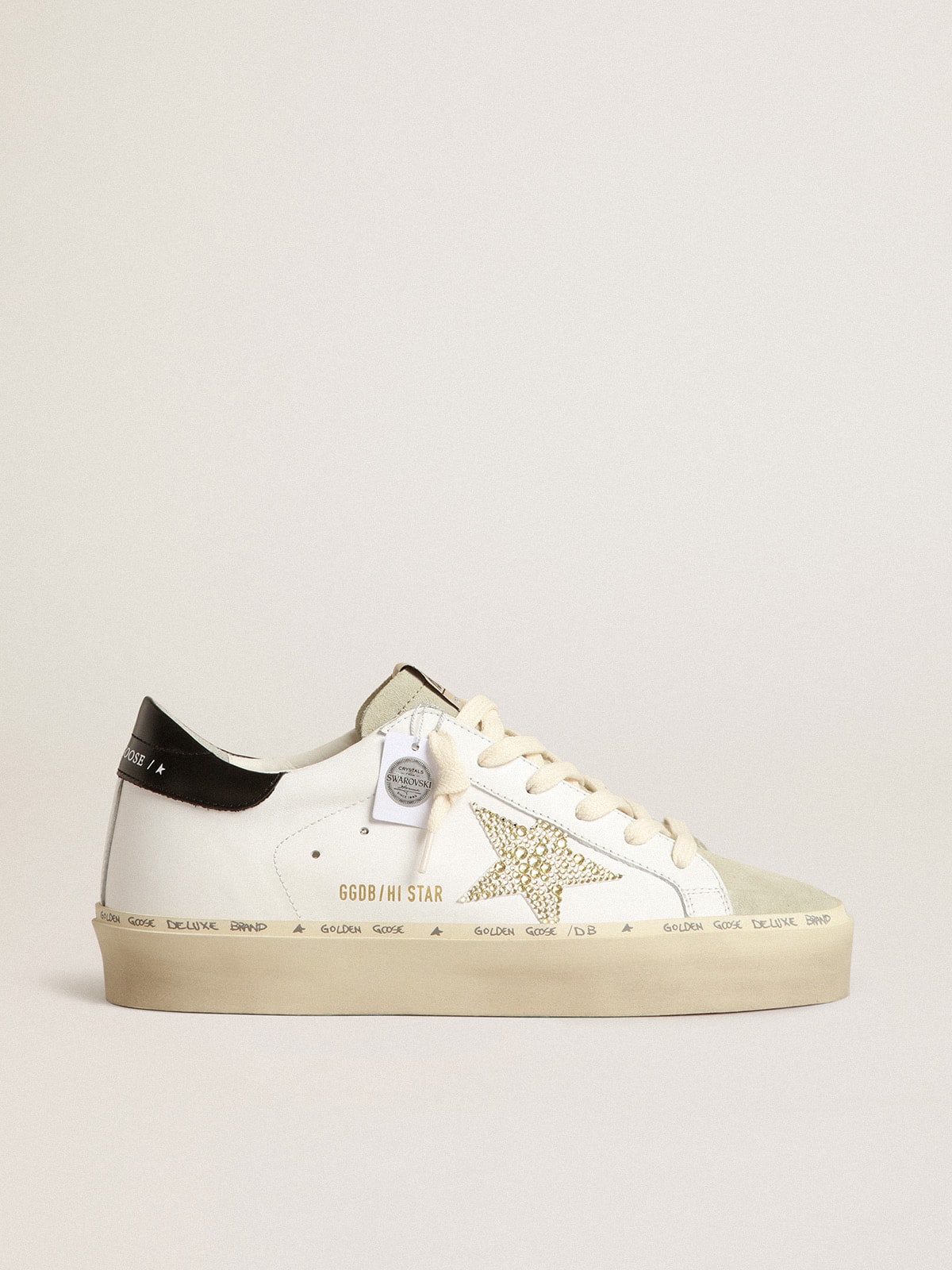 Golden Goose Hi Star With Swarovski Crystal Star And Black Heel Tab