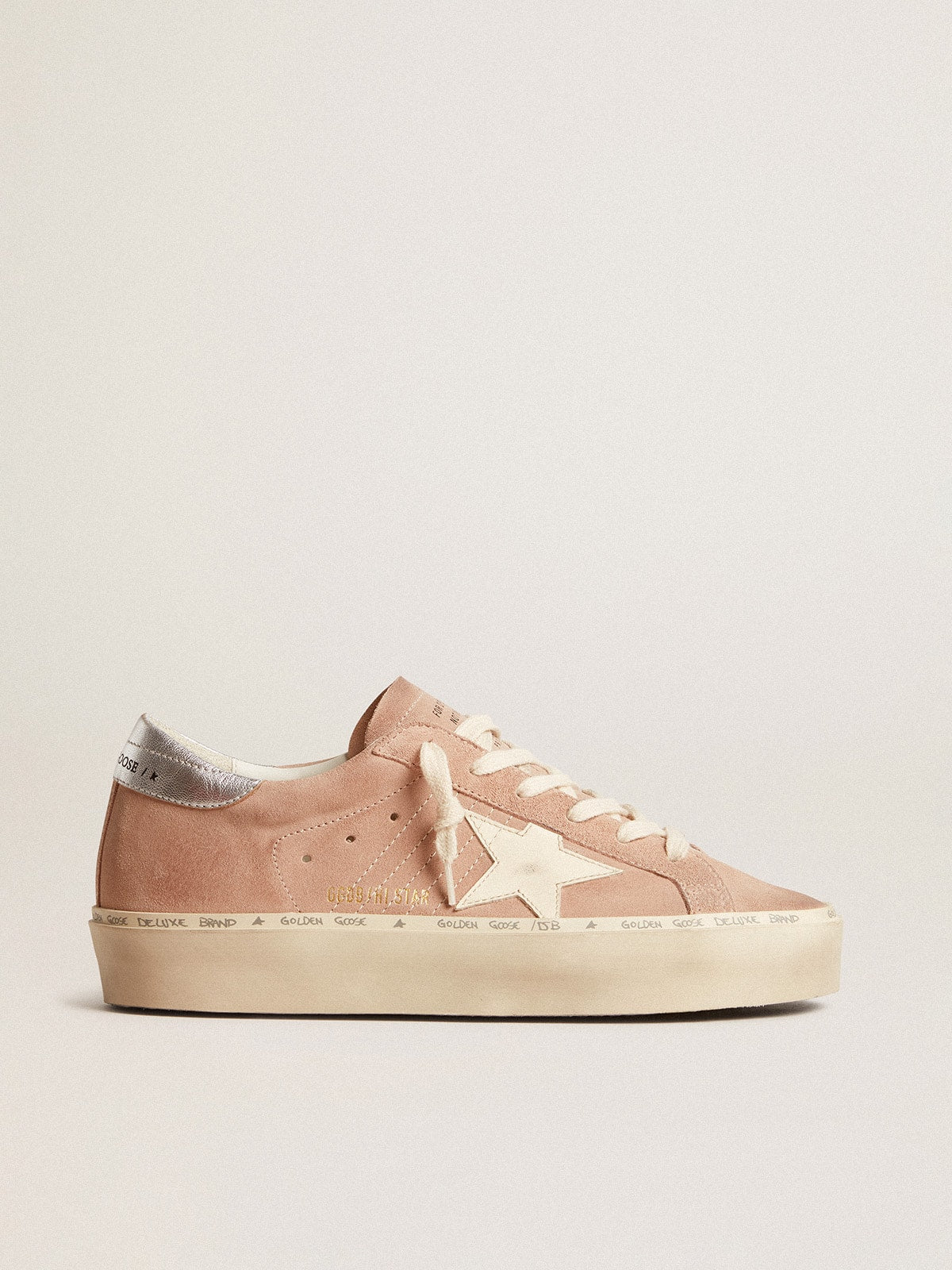 Golden Goose Women’s Hi Star In Pink Suede With Cream Star And Silver Leather Heel Tab - Mind Türkiye