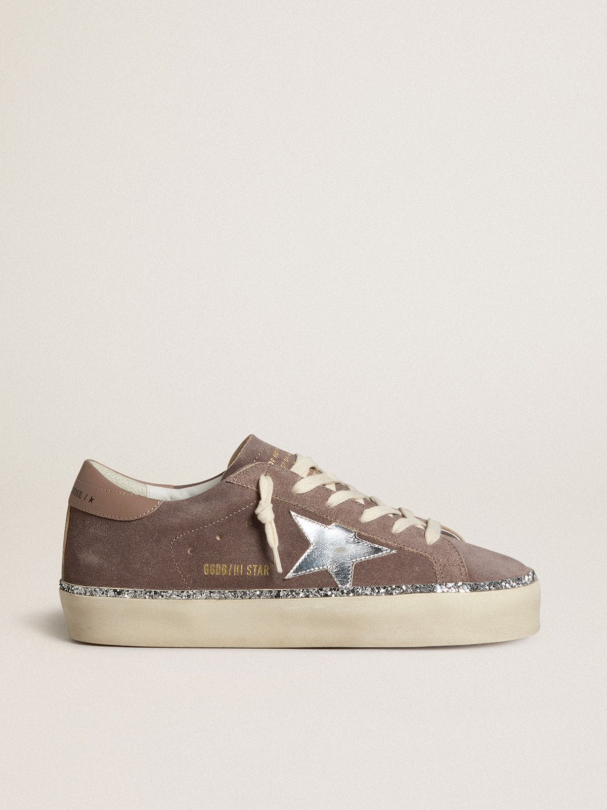 Golden Goose Women’s Hi Star In Suede With Silver Leather Star And Leather Heel Tab