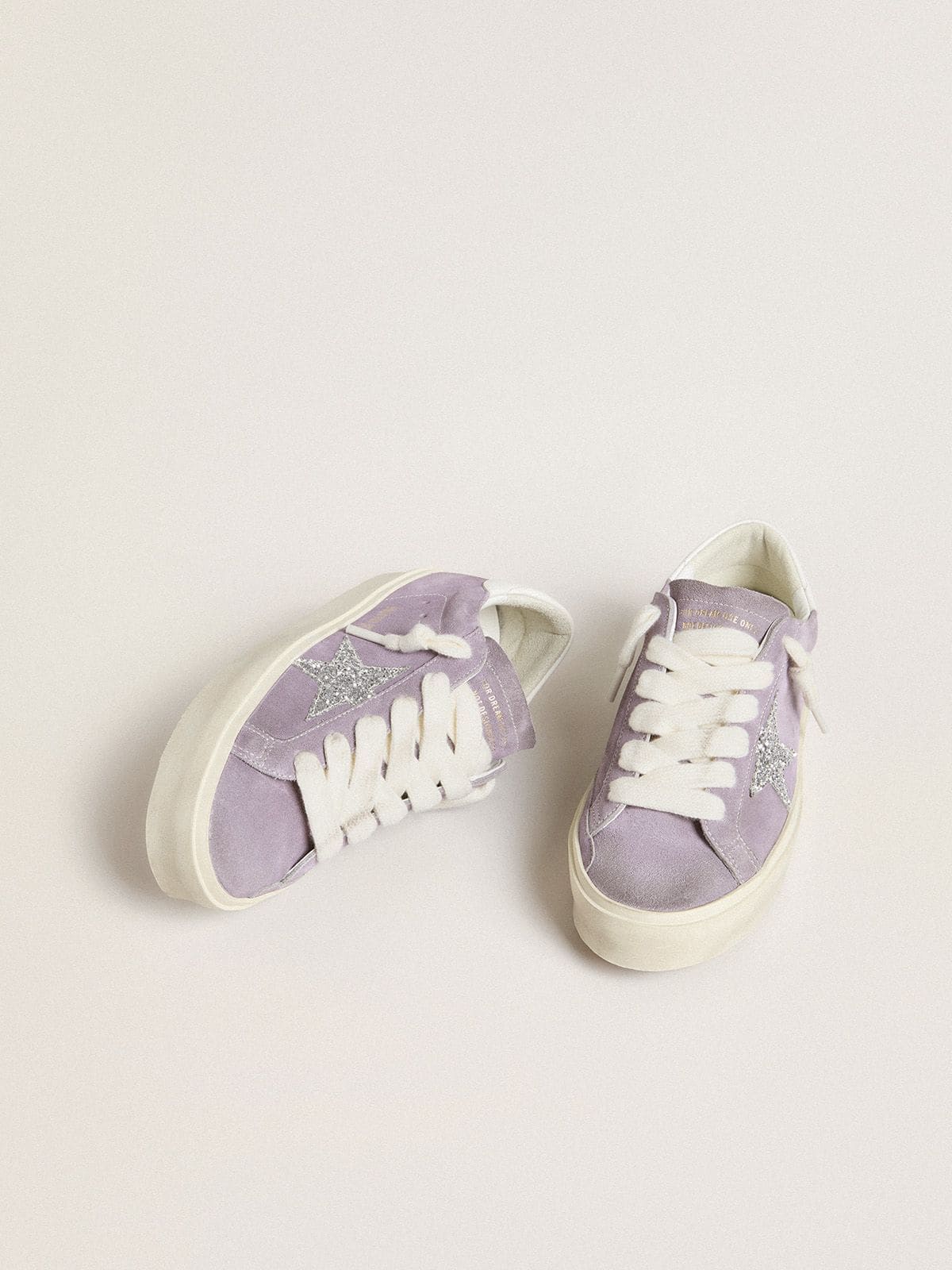 Golden Goose Women’s Hi Star In Purple Suede With Silver Glitter Star - Mind Türkiye