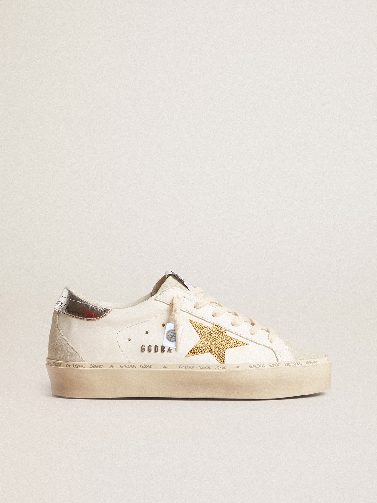 Golden Goose Hi Star With Swarovski Crystal Star And Silver Leather Heel Tab