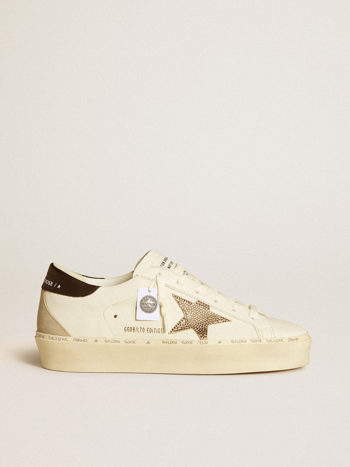Golden Goose Hi Star With Swarovski Crystal Star And Black Leather Heel Tab