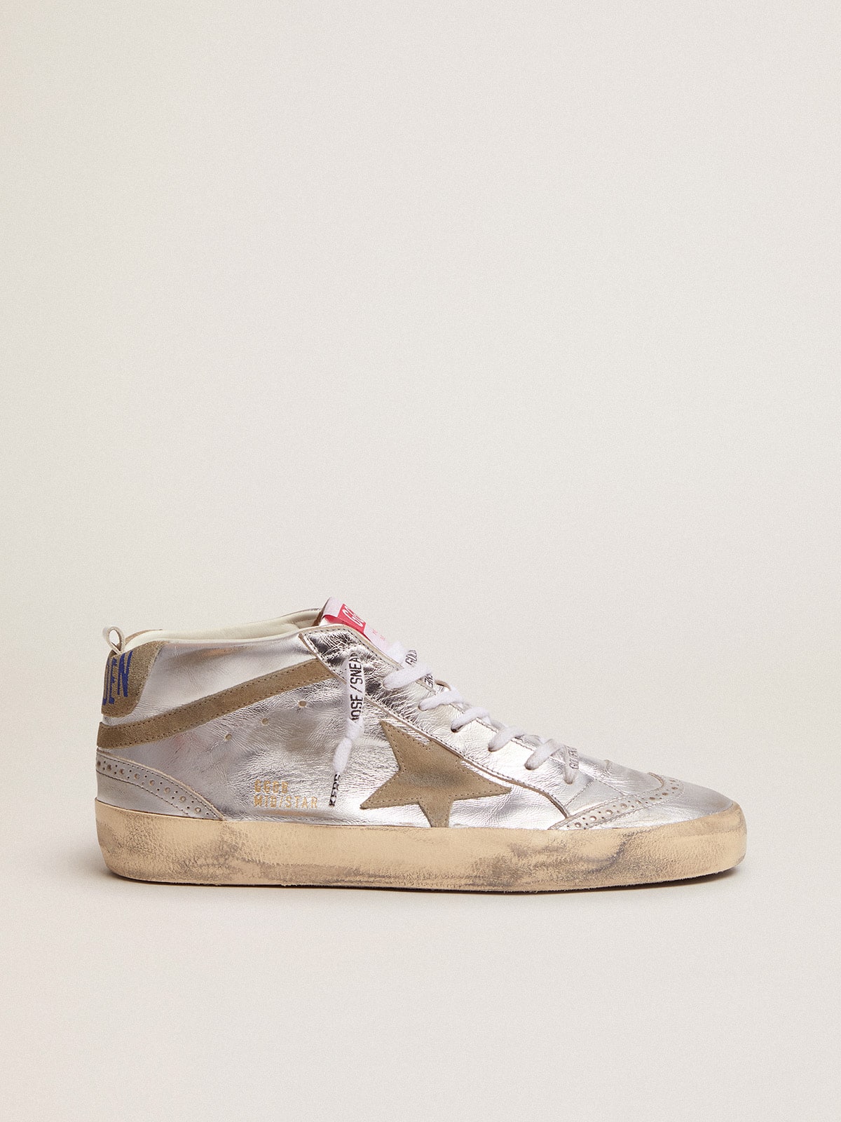 Golden Goose Women’s Mid Star In Silver Laminated Leather With Dove Gray Star - Mind Türkiye