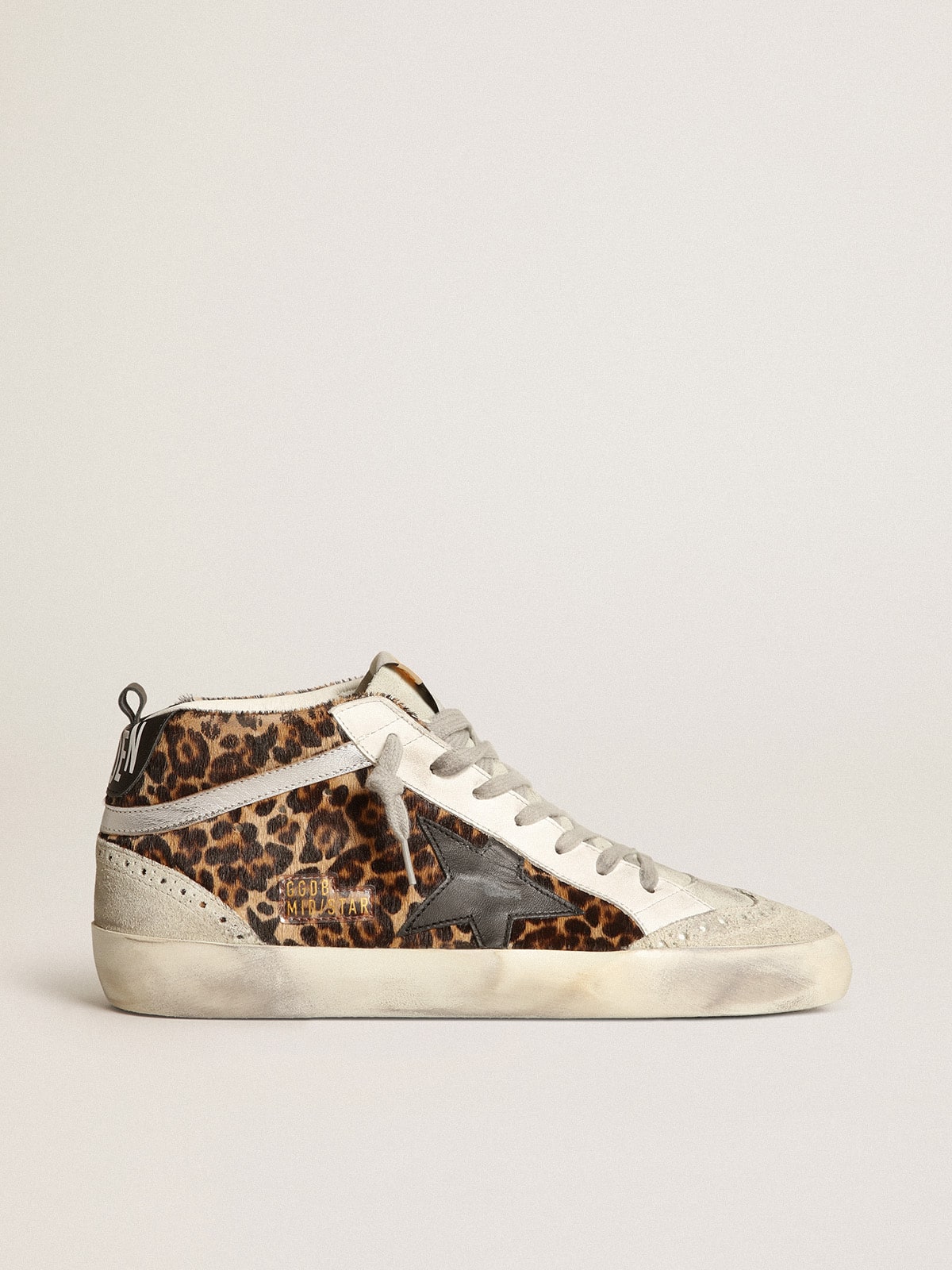 Golden Goose Women’s Mid Star In Leopard Print Pony Skin With Black Star - Mind Türkiye
