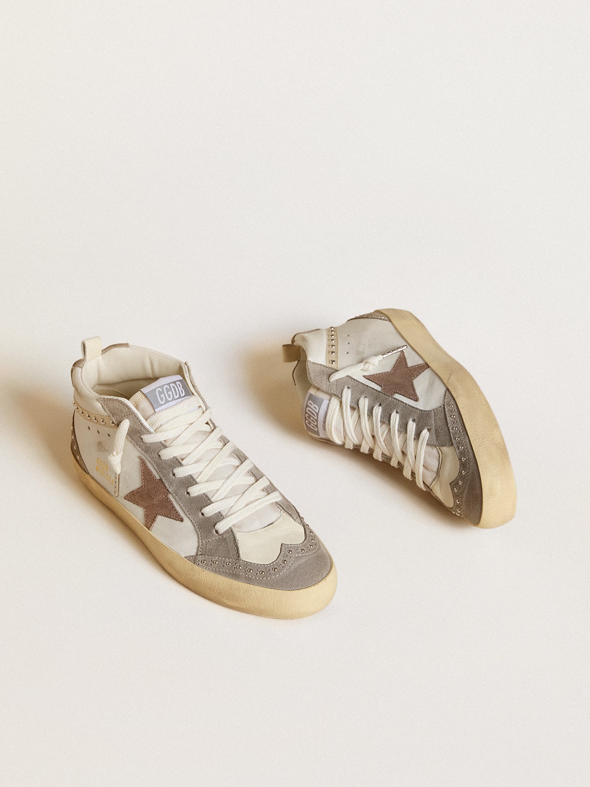 Golden Goose Women’s Mid Star In Nappa And Suede With Light Brown Metallic Leather Star - Mind Türkiye